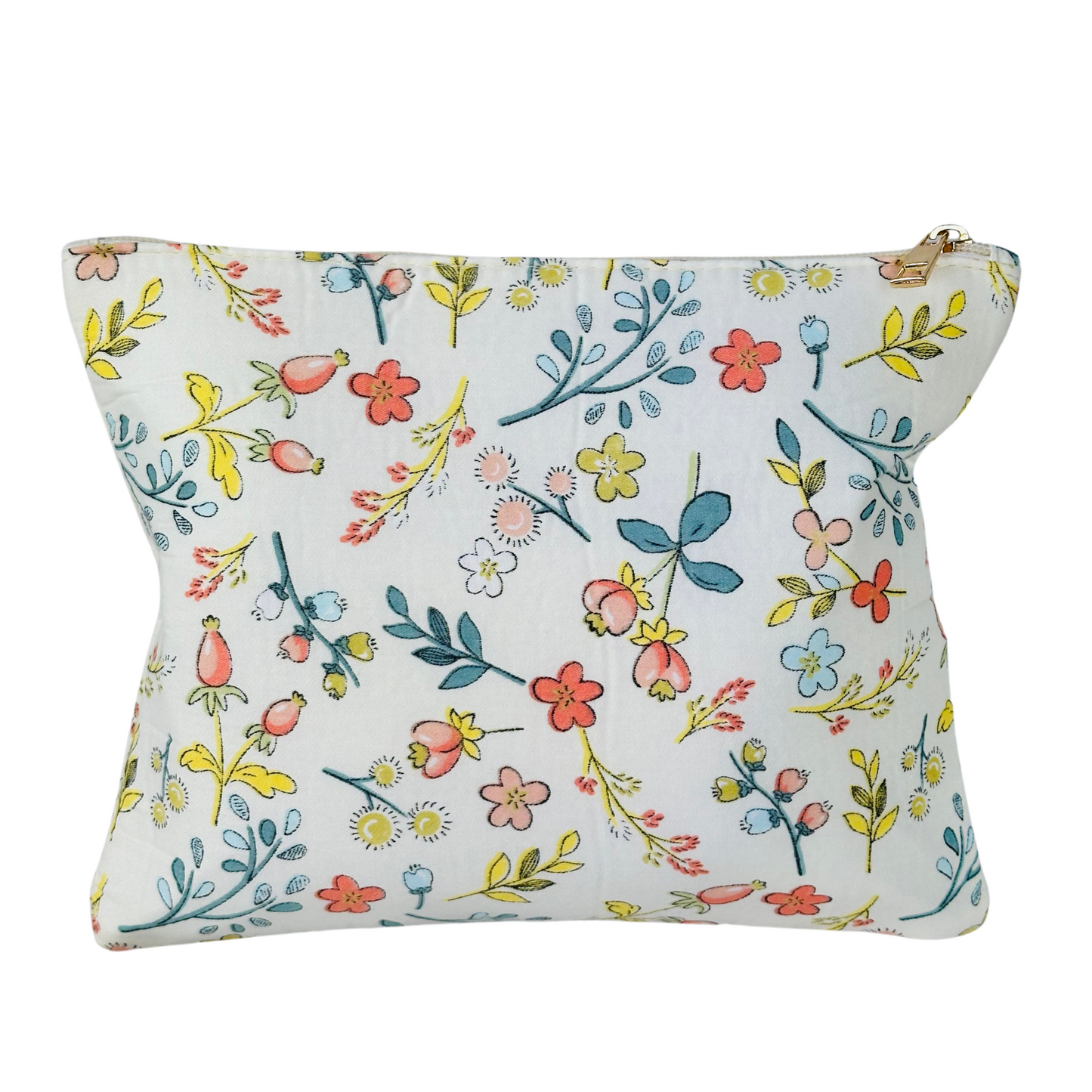 Trousse de toilette matelassée Crème | Trousse de maquillage matelassée | En coton| Trousse fleurie " AMOUR" | Idée cadeau