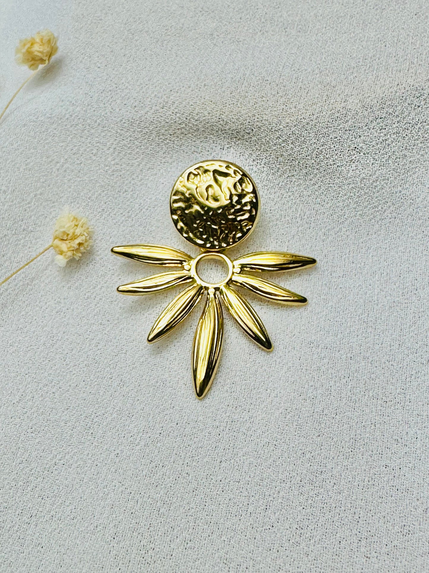 ESTRELLA earrings in stainless steel for women - hammered effect - boho gift idea - women's jewelry.