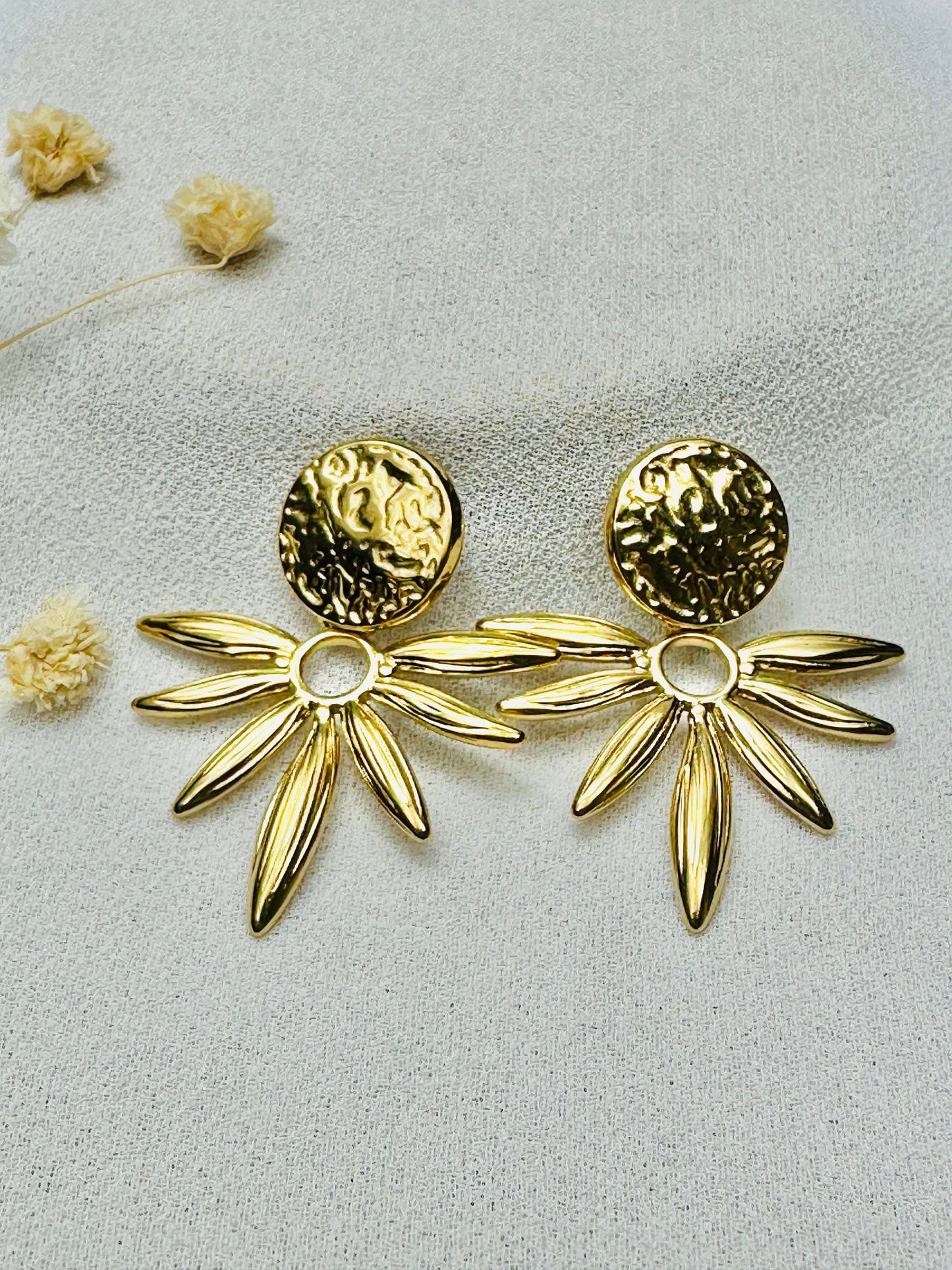 ESTRELLA earrings in stainless steel for women - hammered effect - boho gift idea - women's jewelry.