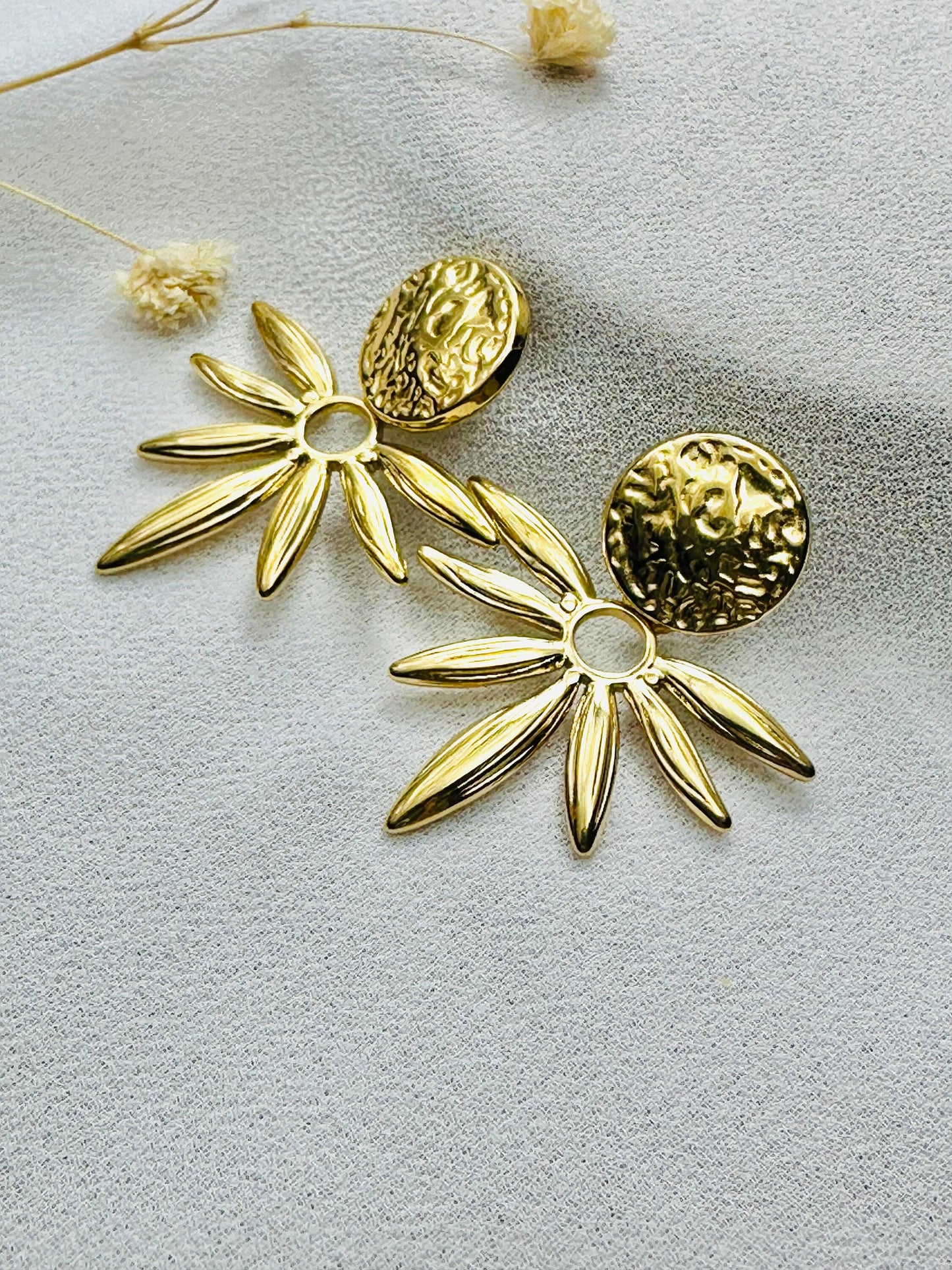 Boucle d'oreilles ESTRELLA en acier inoxydable pour femme - effet martelé - idée cadeau boho - bijoux femmes.
