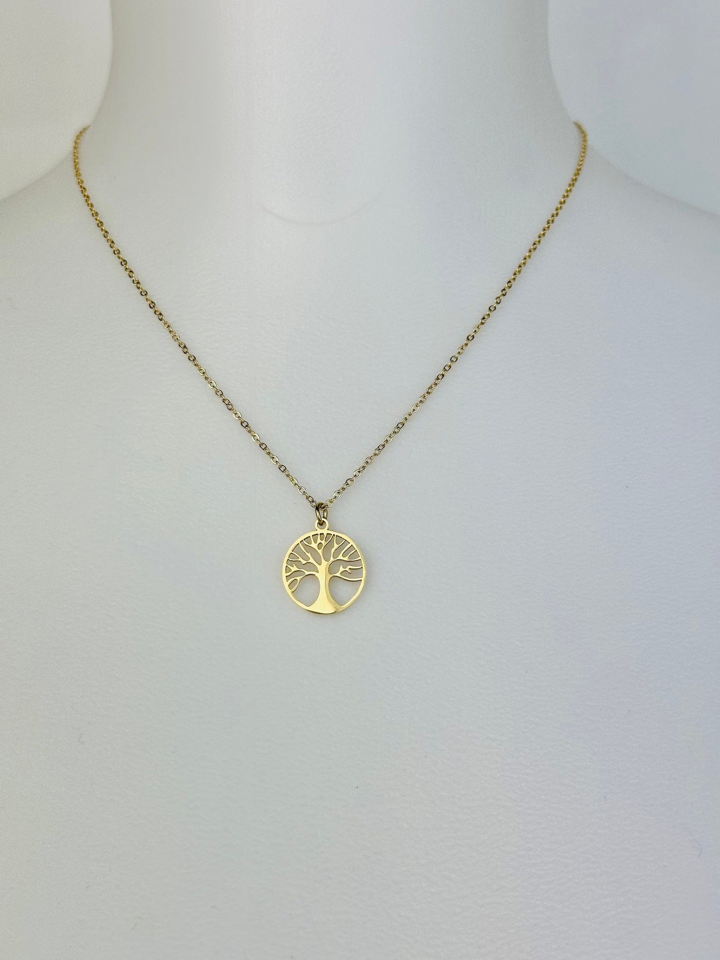 Collier SPIRITUELLA, pendentif en forme d' arbre de vie, chaîne dorée en acier inoxydable, Idée cadeau, Bijoux femmes.
