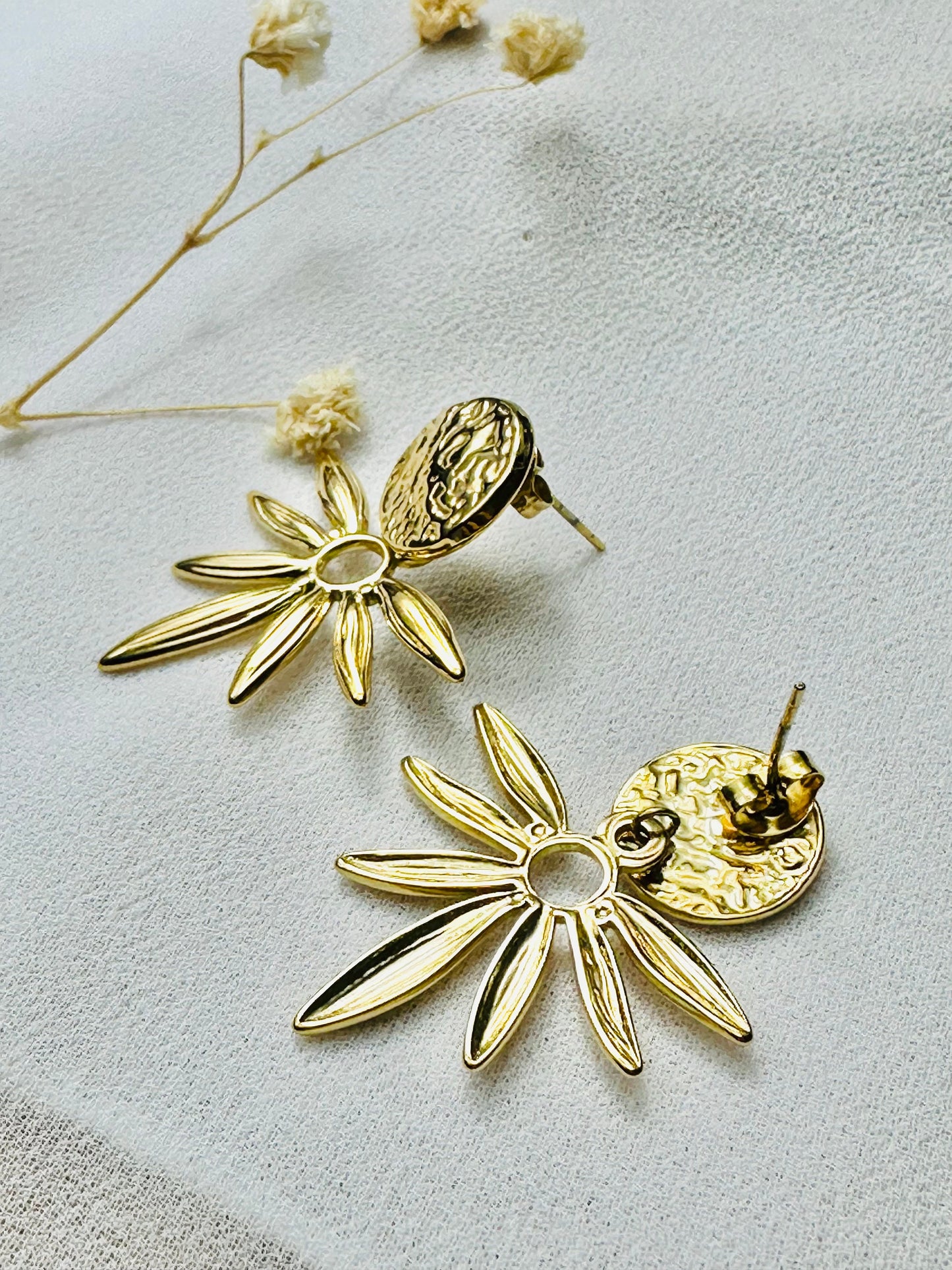 ESTRELLA earrings in stainless steel for women - hammered effect - boho gift idea - women's jewelry.