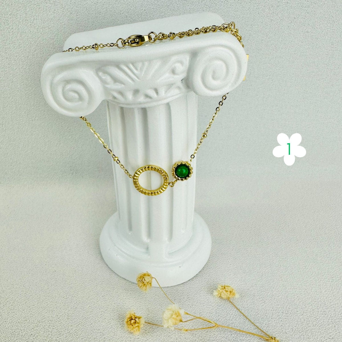Bracelets en acier inoxydable | Pierres d'Agate Vertes