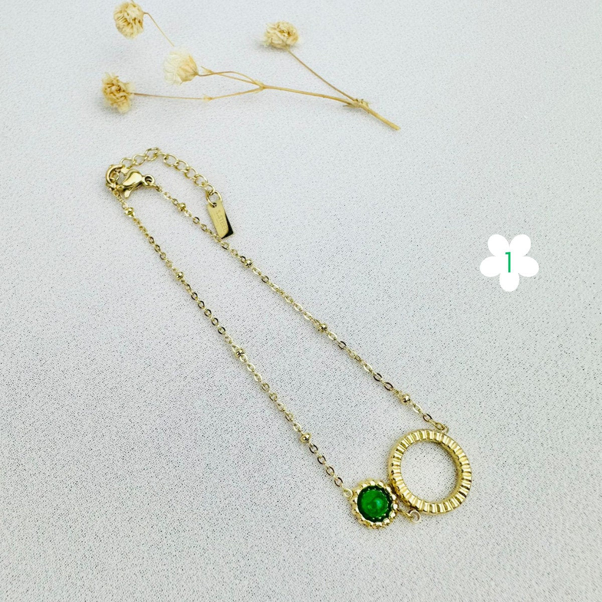 Bracelets en acier inoxydable | Pierres d'Agate Vertes