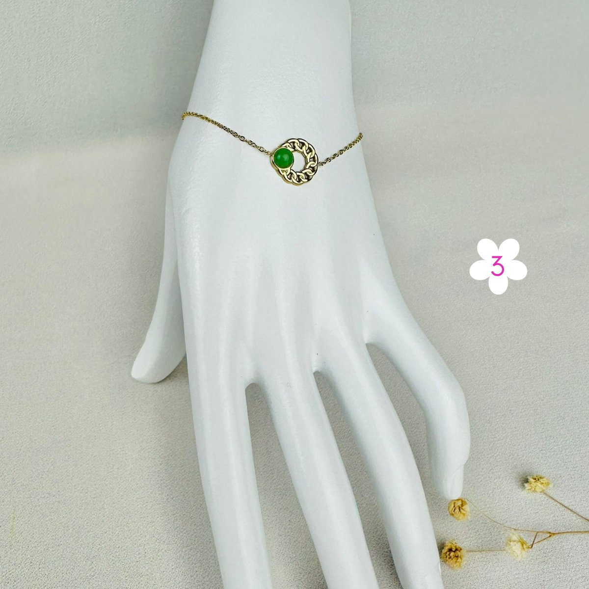 Bracelets en acier inoxydable | Pierres d'Agate Vertes