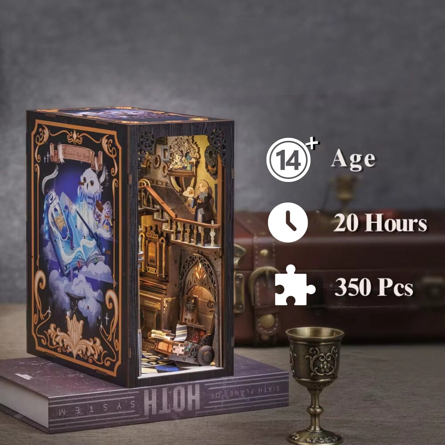 Celestial Book nook | Nebula book nook | Décoration d’étagère fantastique | Miniature en bois DIY | Cadeau parfait de serre-livres pour Noël