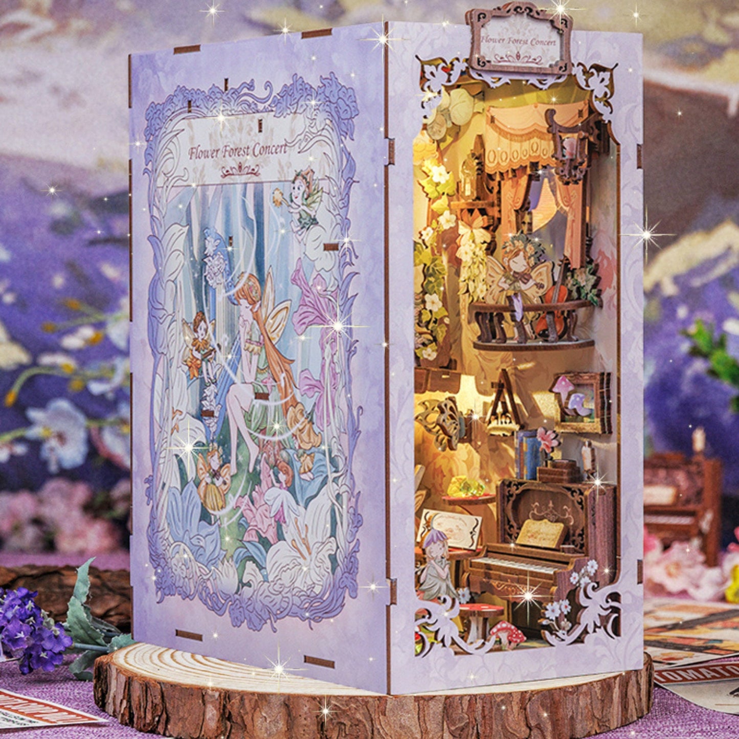 Book nook Forêt | Décoration d’étagère Forêt enchantée | Puzzle miniature 3D en bois à assembler soi-même | Serre-livres parfait pour cadeau de Noël.
