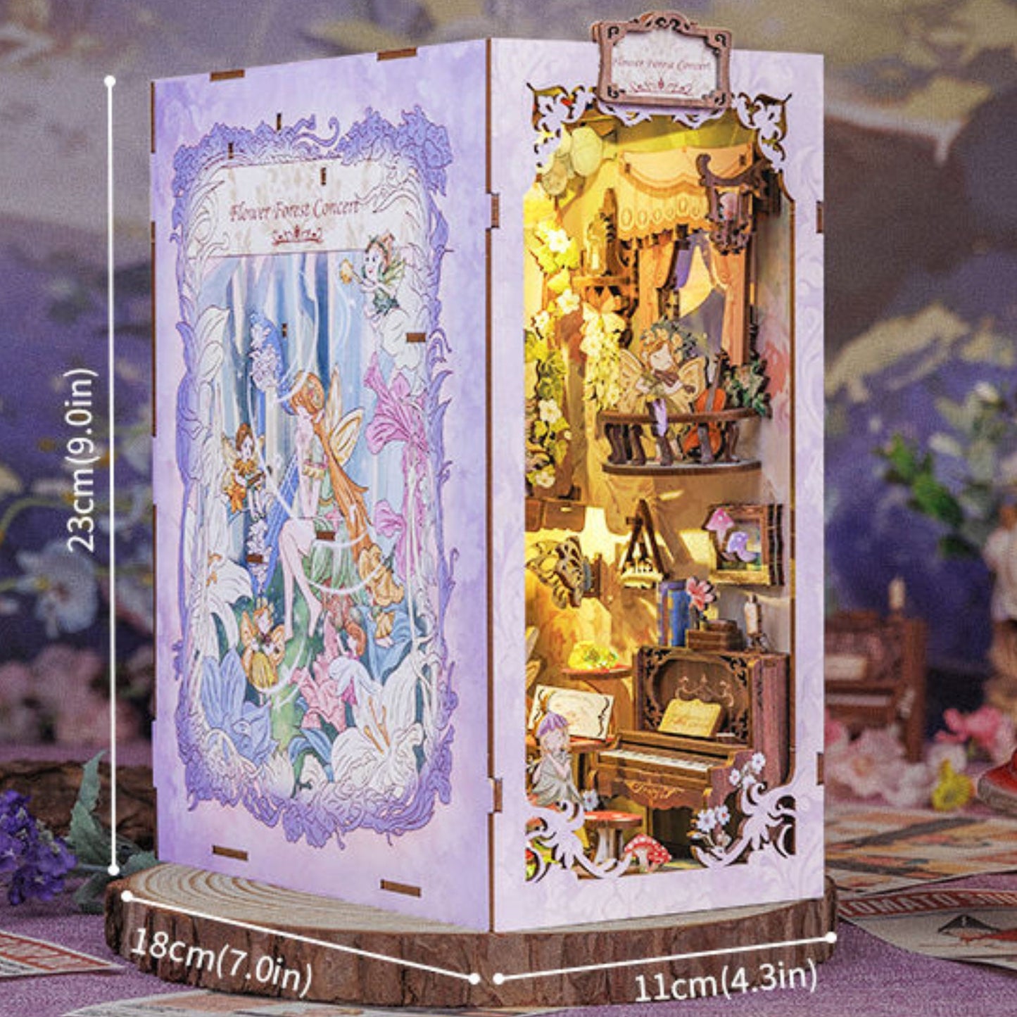 Book nook Forêt | Décoration d’étagère Forêt enchantée | Puzzle miniature 3D en bois à assembler soi-même | Serre-livres parfait pour cadeau de Noël.