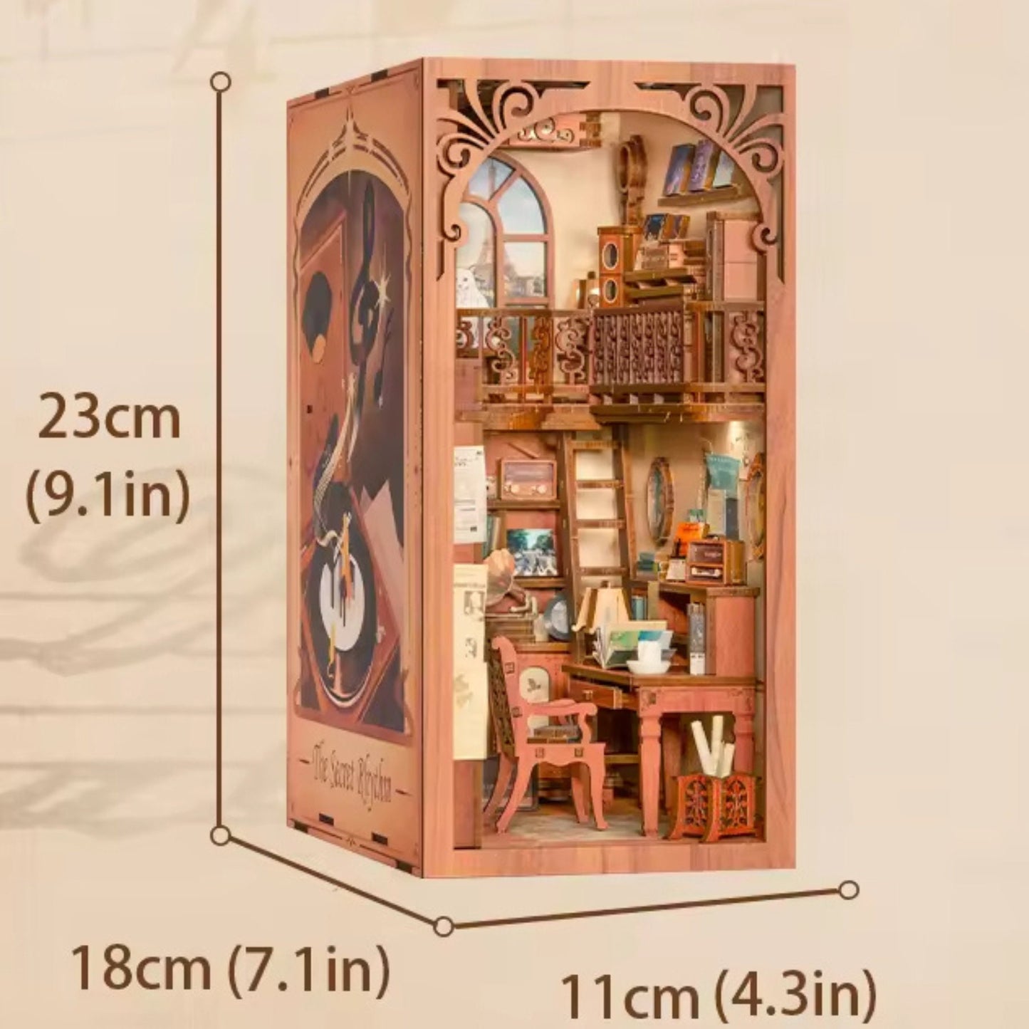 Musical Melody book nook – Décoration d'étagère Secret Rhythm – Puzzle miniature en bois 3D à assembler soi-même – Serre-livres – Cadeau parfait pour lui et elle