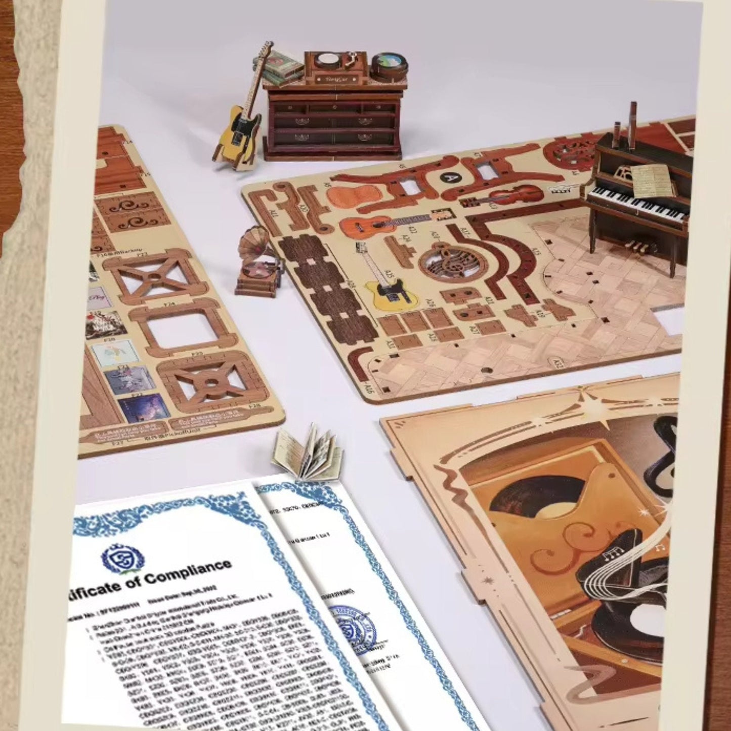 Musical Melody book nook – Décoration d'étagère Secret Rhythm – Puzzle miniature en bois 3D à assembler soi-même – Serre-livres – Cadeau parfait pour lui et elle