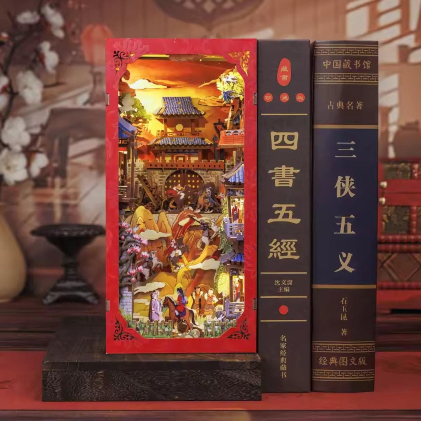 Mulan legend inspired Book nook | Anime styled Bookshelf decoration | book ends | 3D DIY Wooden Puzzle Miniature| Perfect book end gift