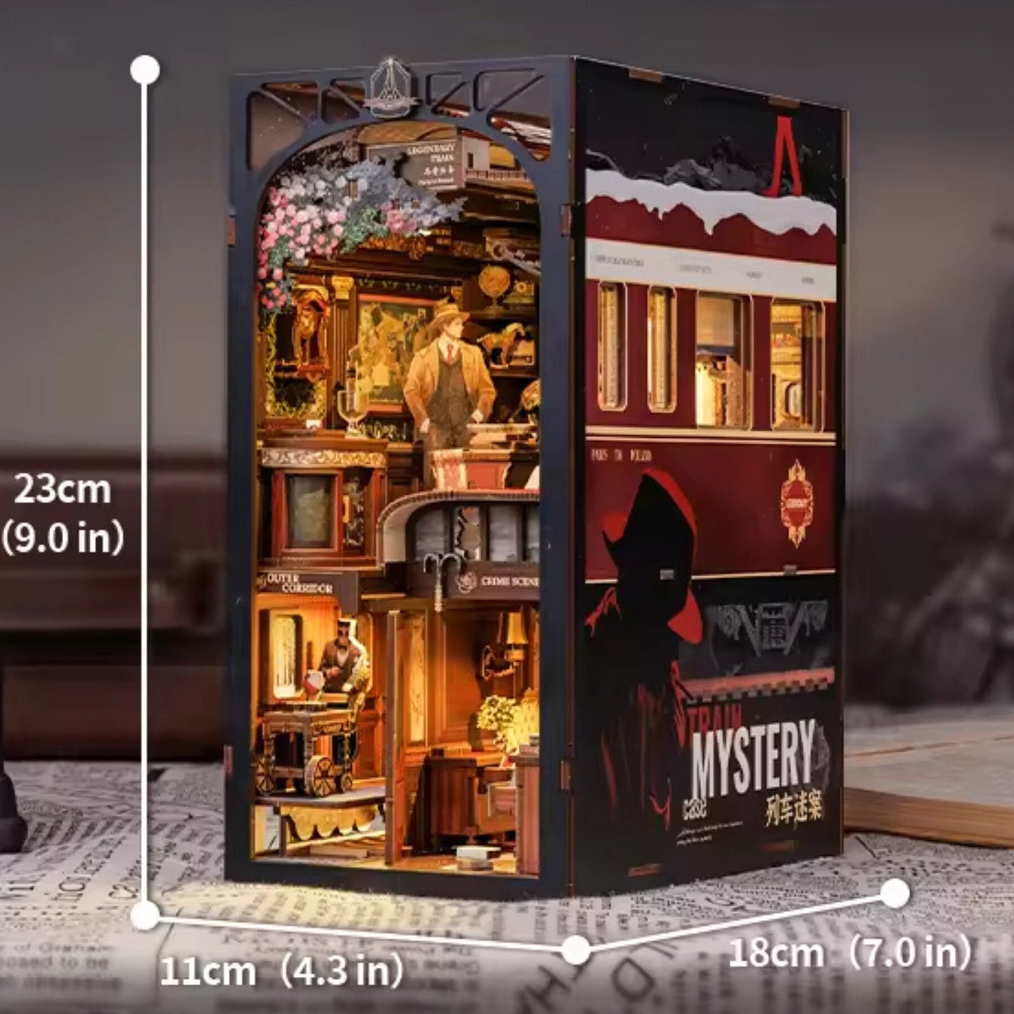Mystery Case Book nook | Enquête de meurtre | Décoration d’étagère style anime | Book ends | Puzzle miniature 3D en bois à assembler | Cadeau parfait
