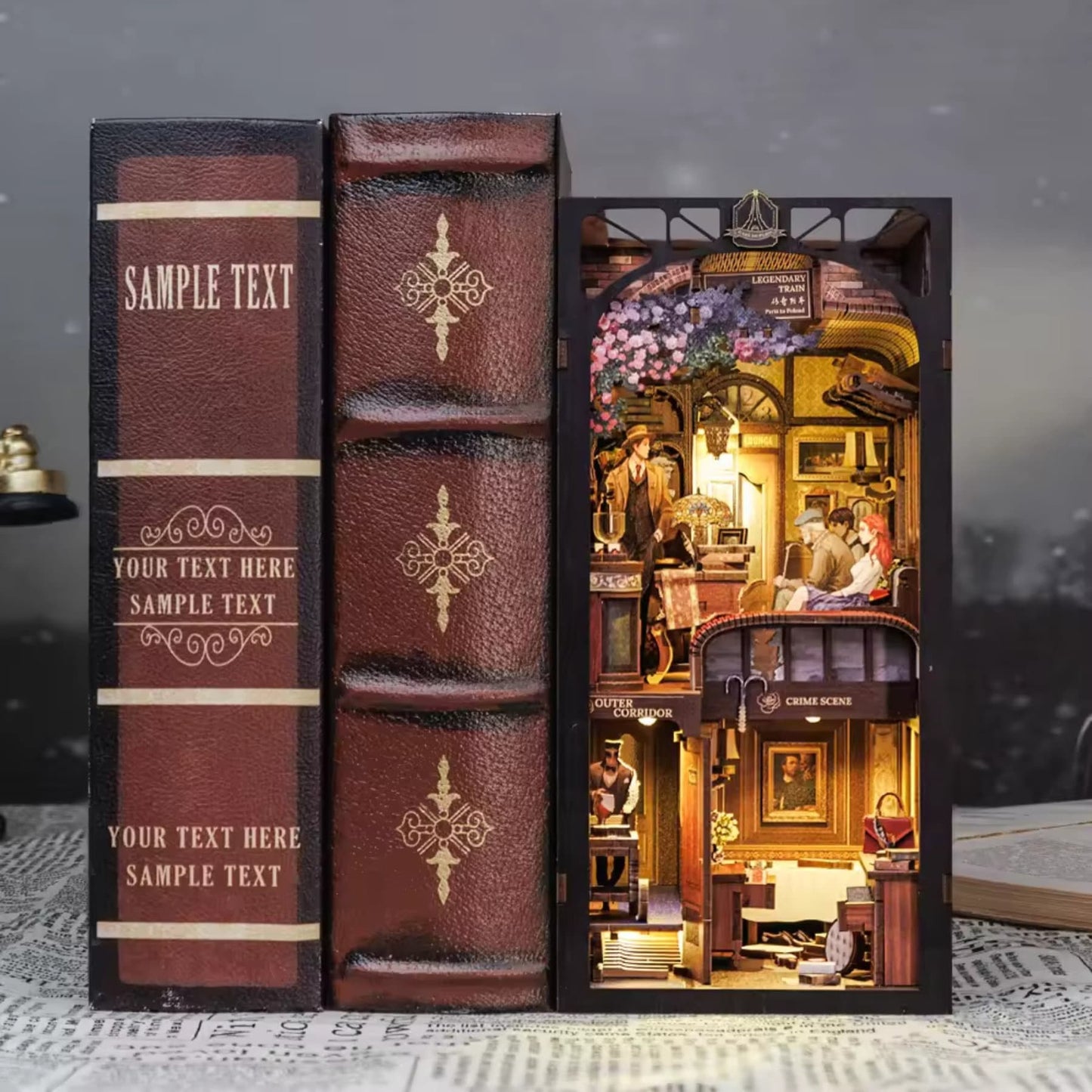 Mystery Case Book nook | Enquête de meurtre | Décoration d’étagère style anime | Book ends | Puzzle miniature 3D en bois à assembler | Cadeau parfait
