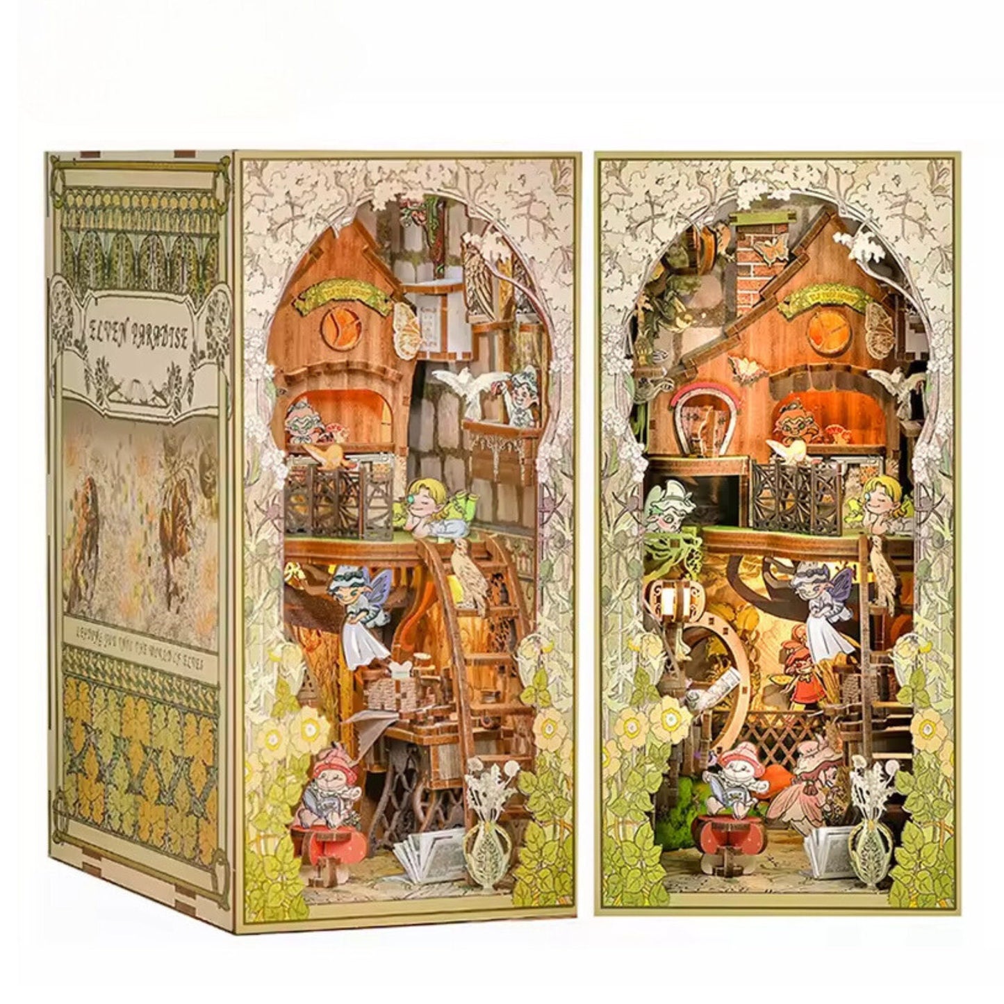 Book nook Forêt Enchantée | Décoration d’étagère paradis elfique | Créatures mythiques | Puzzle miniature 3D en bois à assembler soi-même | Cadeau pour lui & elle