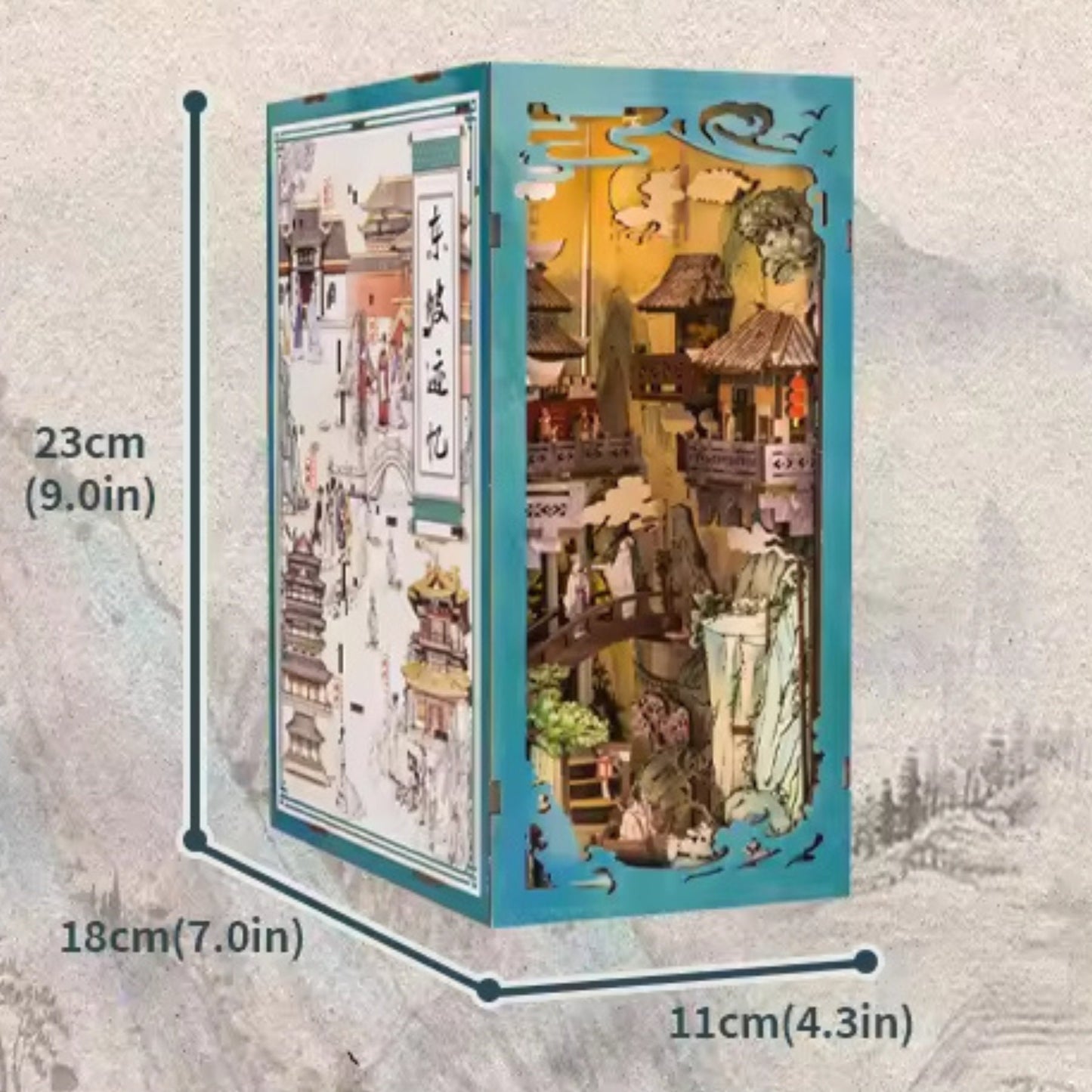 Book nook inspiré de la vie de Su Gongpo | Décoration d’étagère au style anime | Puzzle miniature 3D en bois à assembler soi-même | Cadeau parfait en tant que serre-livres.
