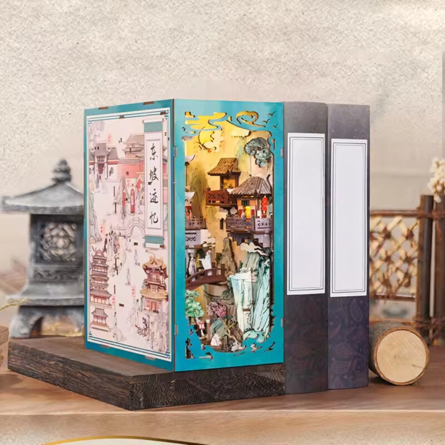 Su Gongpo's life inspired Book nook | Anime styled Bookshelf decoration | 3D DIY Wooden Puzzle Miniature| Perfect book ends gift.