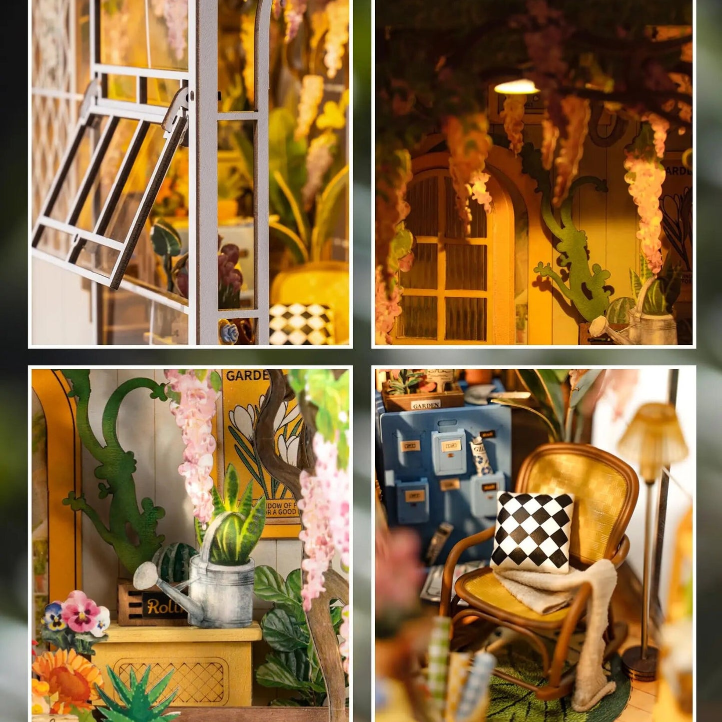 Book nook Kit Lovely Garden House | Décoration d’étagère | Serre-livres | Puzzle miniature 3D en bois à assembler soi-même | Décoration d’intérieur | Idée cadeau mignonne.