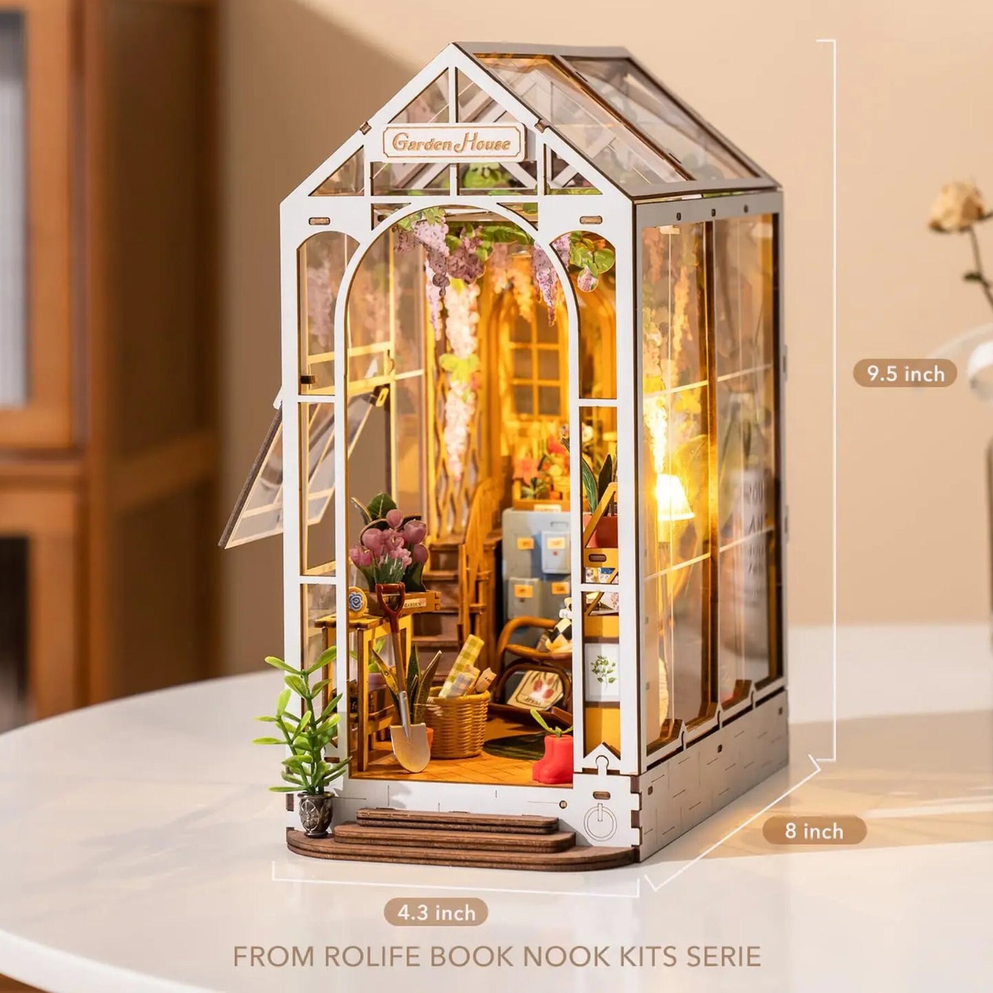 Book nook Kit Lovely Garden House | Décoration d’étagère | Serre-livres | Puzzle miniature 3D en bois à assembler soi-même | Décoration d’intérieur | Idée cadeau mignonne.