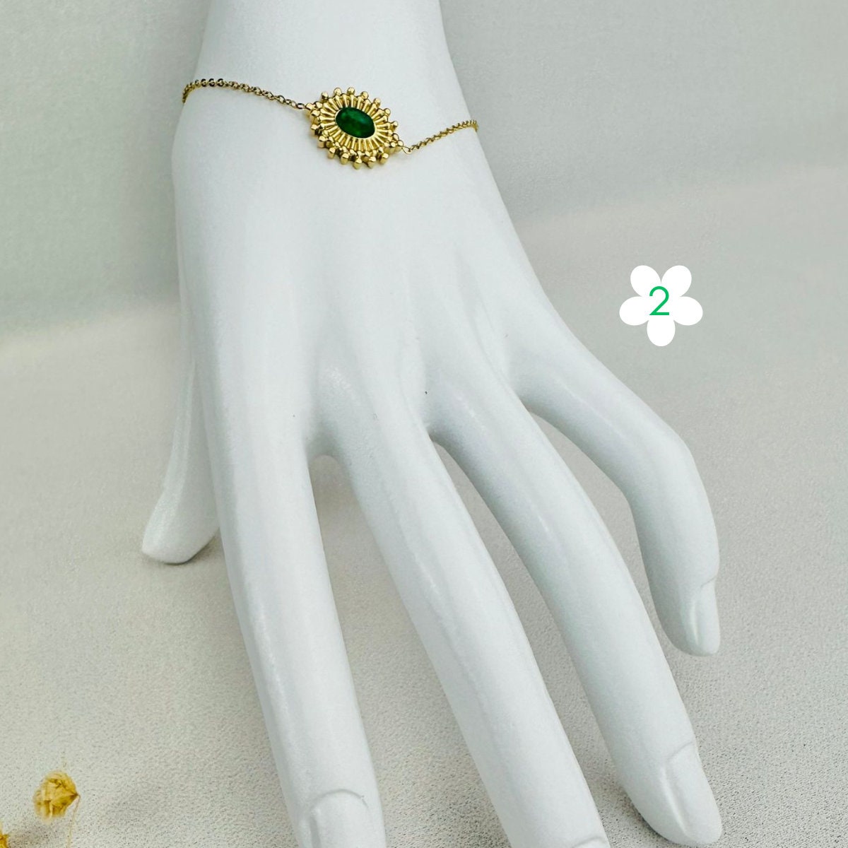 Bracelets en acier inoxydable | Pierres d'Agate Vertes