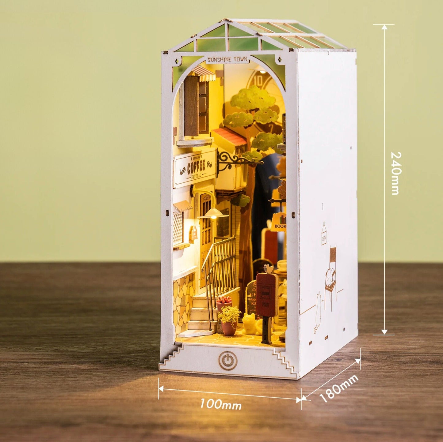 Book nook Petite ville japonaise cosy | Thème petite ville | Décoration d’étagère Sunshine Town | Miniature en bois à assembler soi-même | Cadeau pour lui et elle.