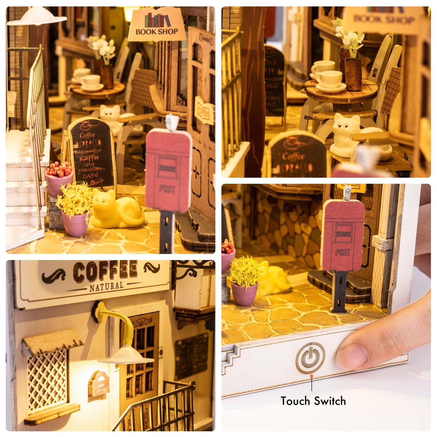 Book nook Petite ville japonaise cosy | Thème petite ville | Décoration d’étagère Sunshine Town | Miniature en bois à assembler soi-même | Cadeau pour lui et elle.