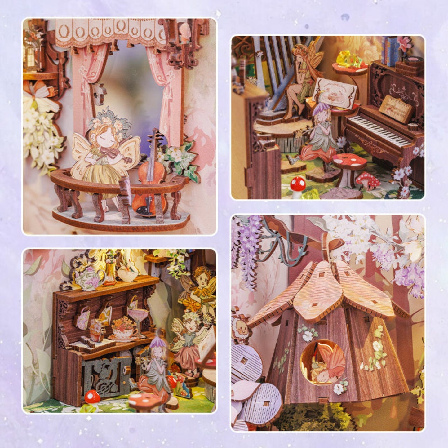 Book nook Forêt | Décoration d’étagère Forêt enchantée | Puzzle miniature 3D en bois à assembler soi-même | Serre-livres parfait pour cadeau de Noël.