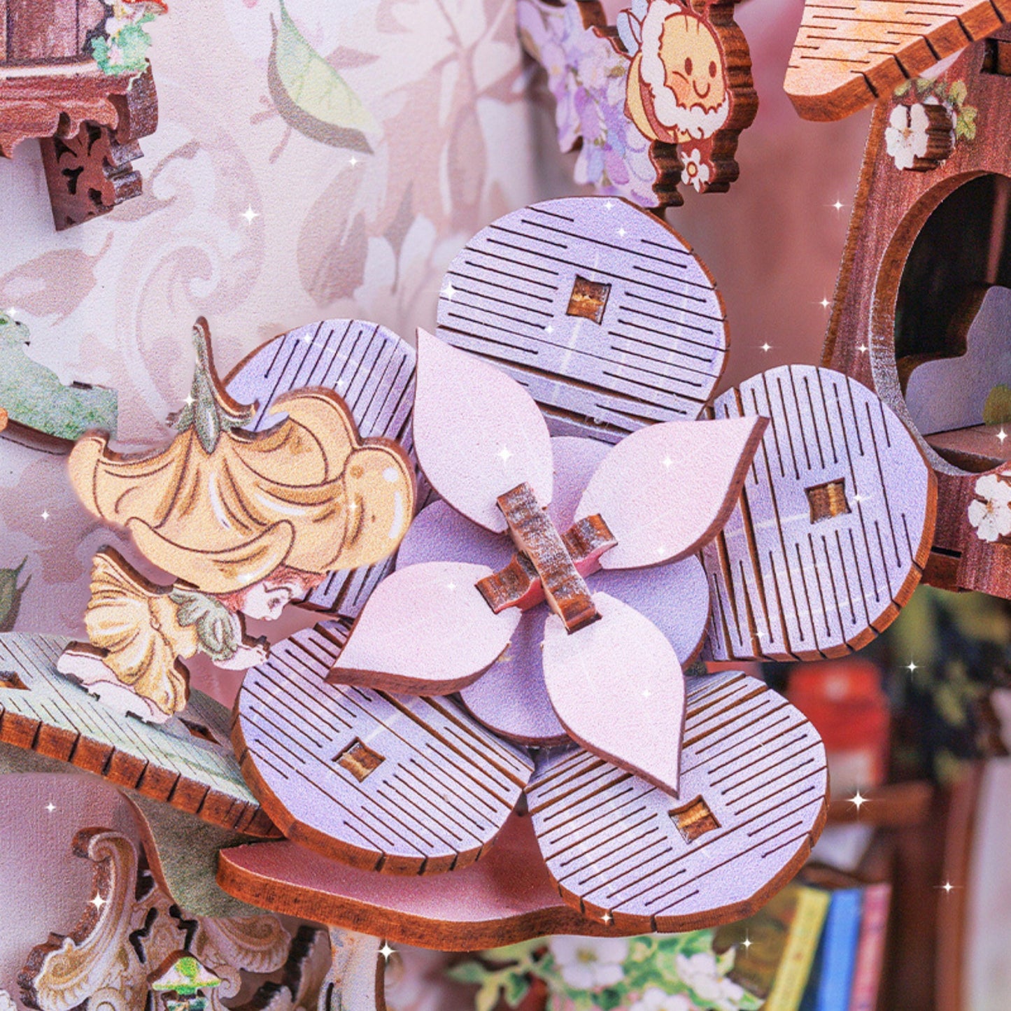 Book nook Forêt | Décoration d’étagère Forêt enchantée | Puzzle miniature 3D en bois à assembler soi-même | Serre-livres parfait pour cadeau de Noël.