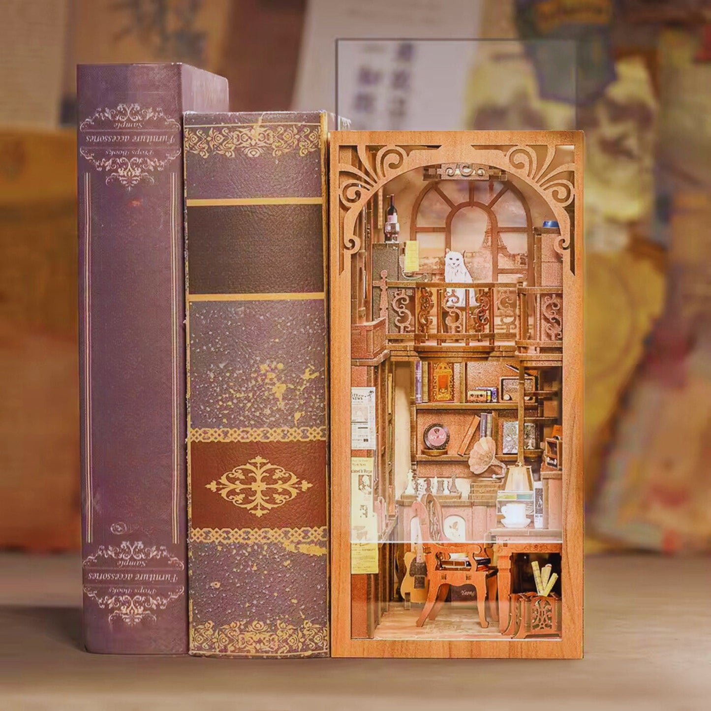 Musical Melody book nook – Décoration d'étagère Secret Rhythm – Puzzle miniature en bois 3D à assembler soi-même – Serre-livres – Cadeau parfait pour lui et elle
