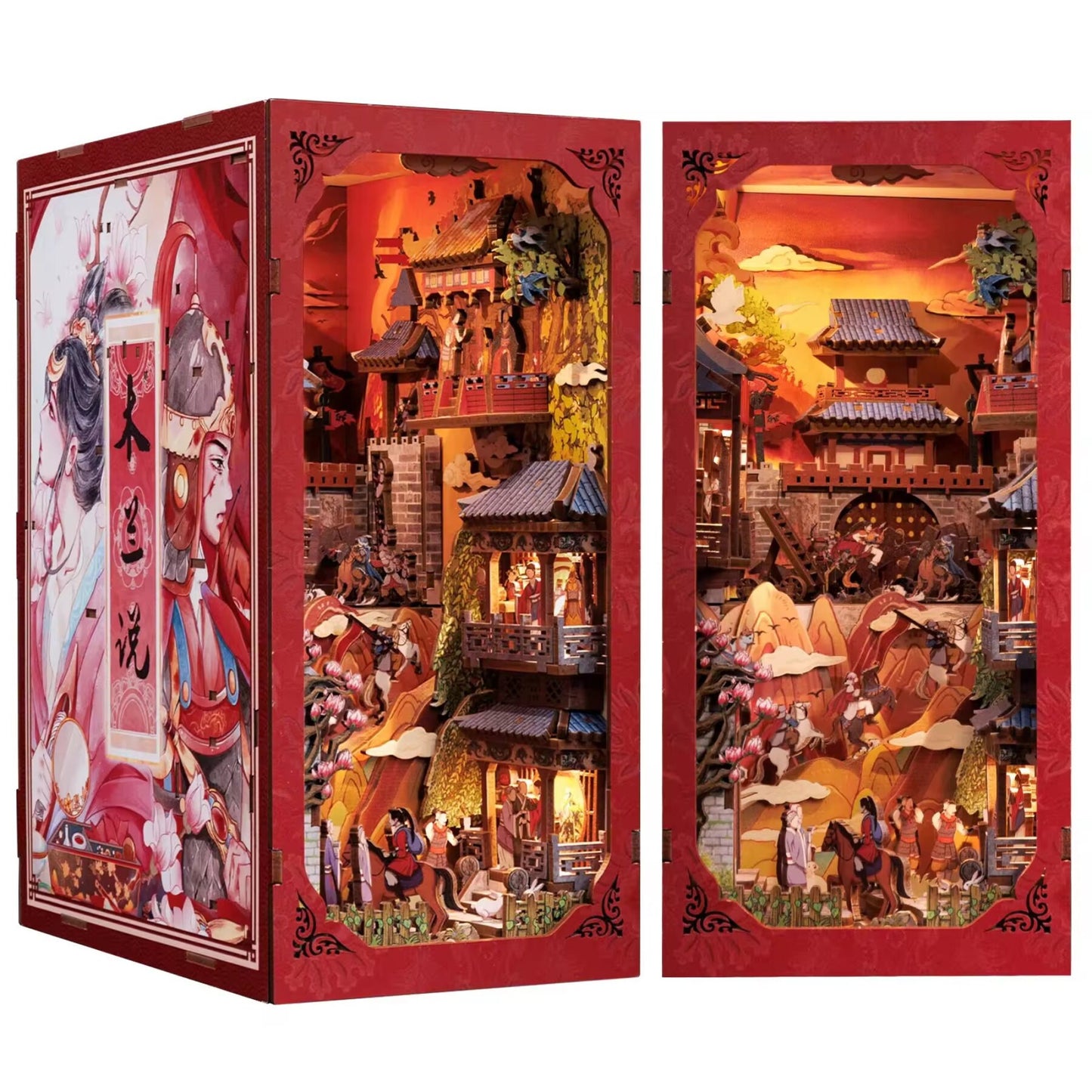 Mulan Legend inspired Book nook | Décoration de bibliothèque style anime | Serre-livres | Puzzle miniature en bois 3D DIY | Cadeau parfait pour serre-livres