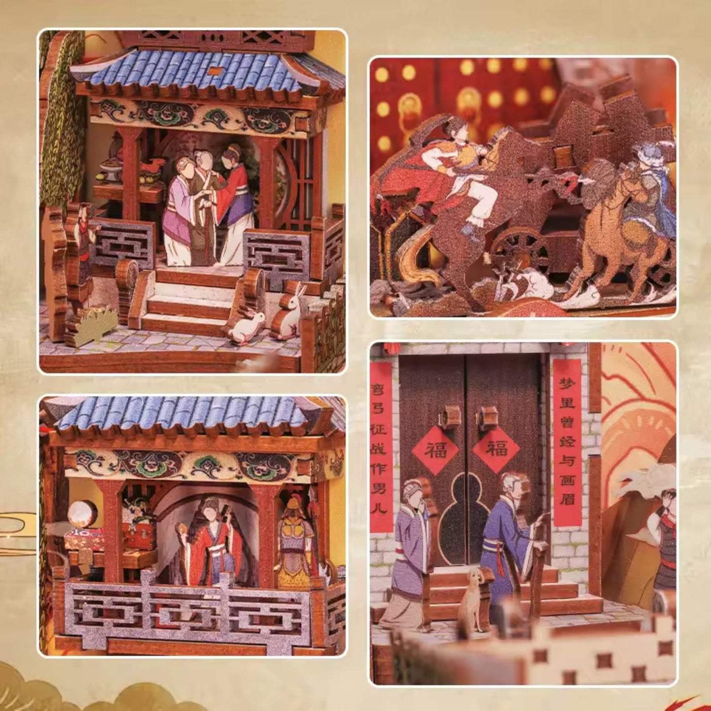 Mulan Legend inspired Book nook | Décoration de bibliothèque style anime | Serre-livres | Puzzle miniature en bois 3D DIY | Cadeau parfait pour serre-livres