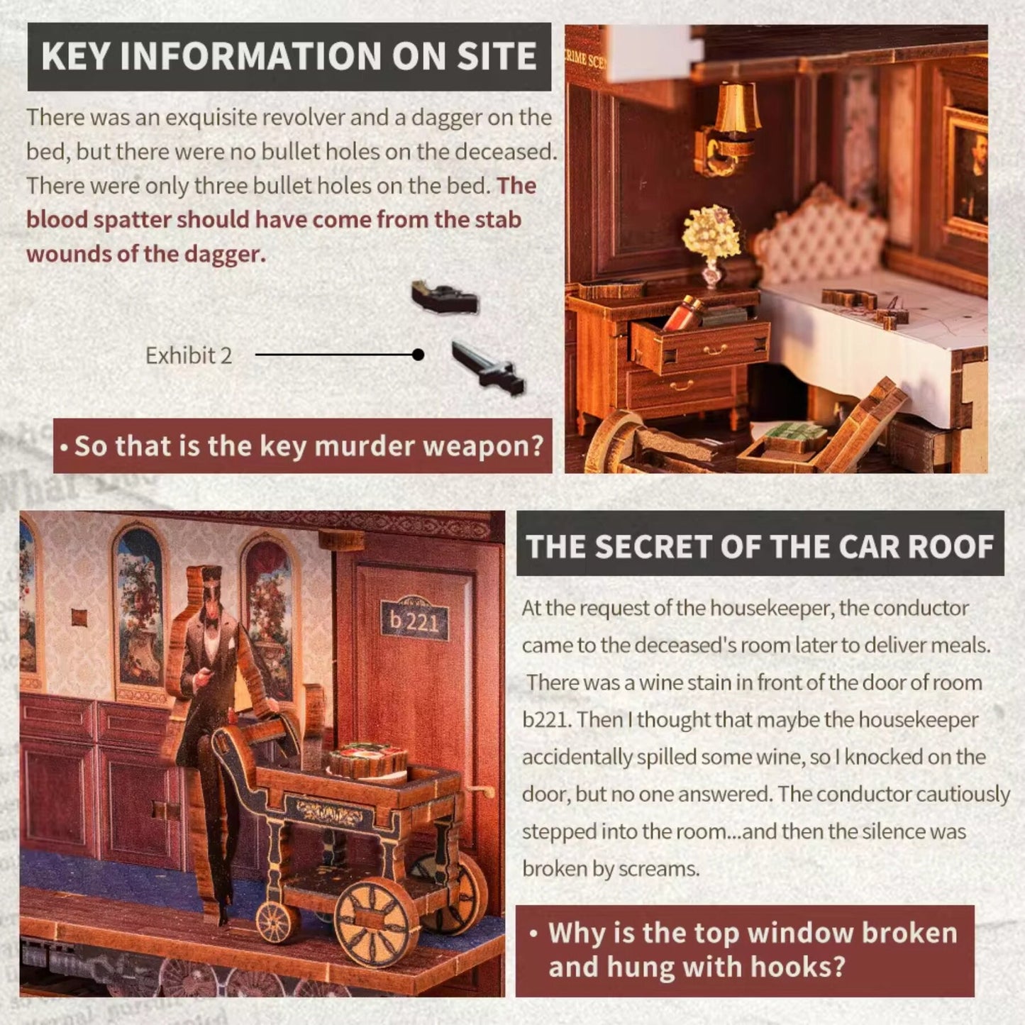 Mystery Case Book nook | Enquête de meurtre | Décoration d’étagère style anime | Book ends | Puzzle miniature 3D en bois à assembler | Cadeau parfait