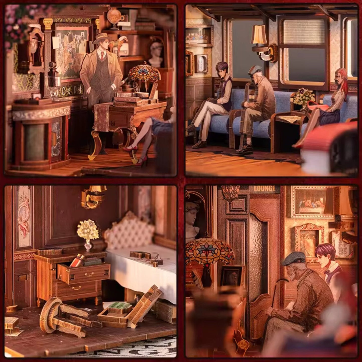 Mystery Case Book nook | Enquête de meurtre | Décoration d’étagère style anime | Book ends | Puzzle miniature 3D en bois à assembler | Cadeau parfait