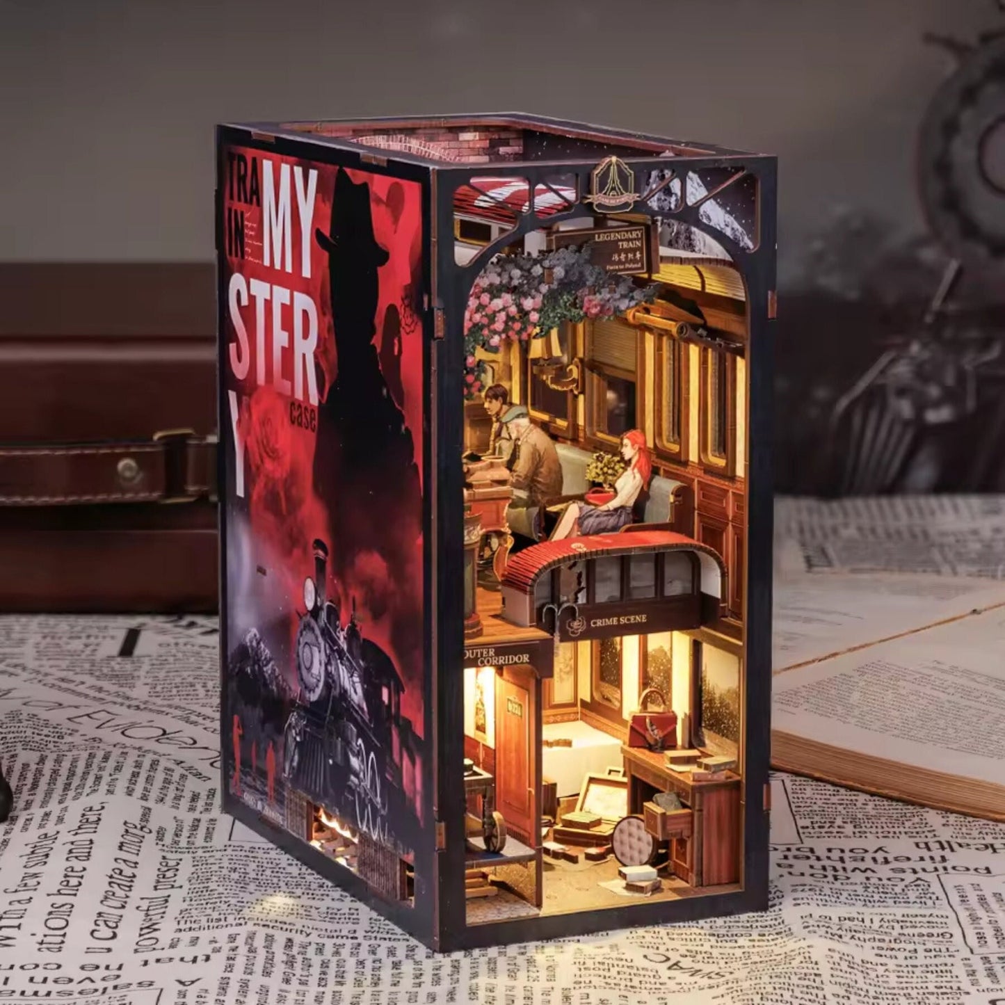 Mystery Case Book nook | Murder Inestigation Anime styled Bookshelf decoration | book ends | 3D DIY Wooden Puzzle Miniature| Perfect gift