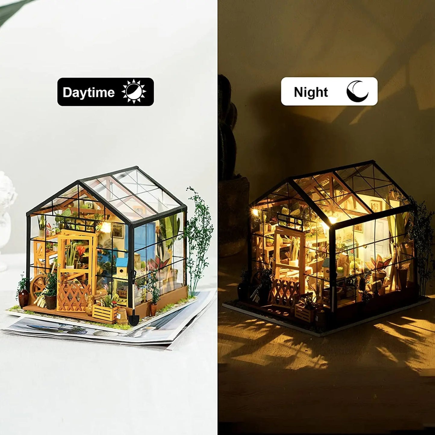 Adorable Serre en bois | Décoration de maison de poupée | Mini meubles | Puzzle miniature 3D en bois à assembler soi-même | Décoration intérieure | Cadeau pour ados & adultes.