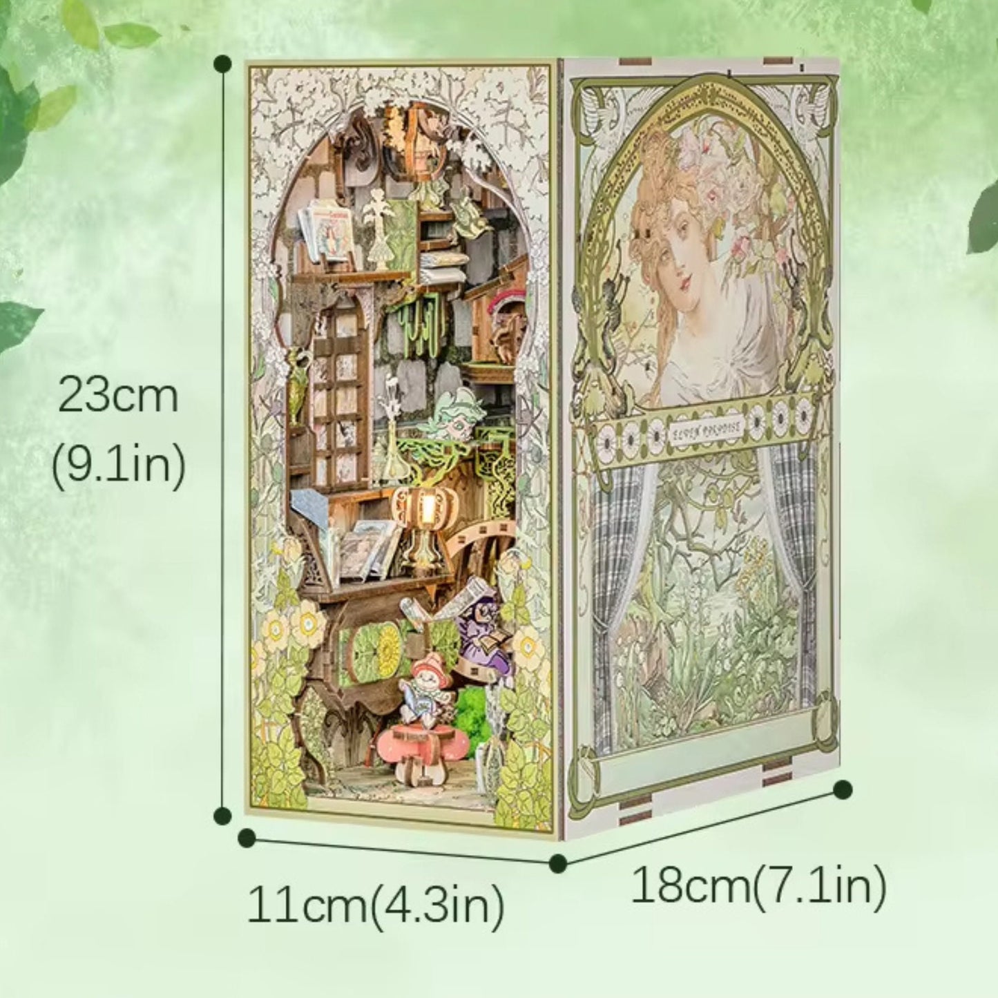 Book nook Forêt Enchantée | Décoration d’étagère paradis elfique | Créatures mythiques | Puzzle miniature 3D en bois à assembler soi-même | Cadeau pour lui & elle