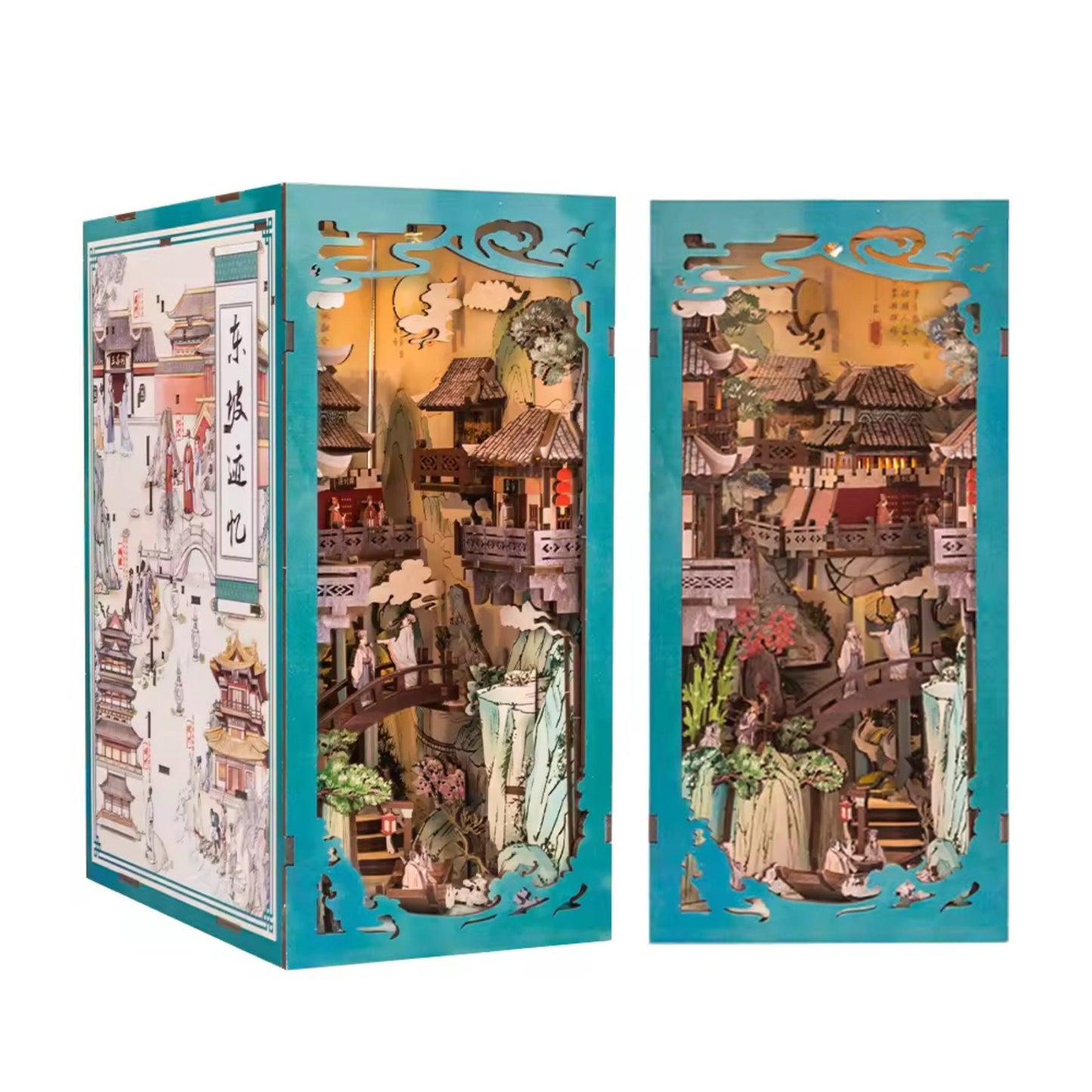 Book nook inspiré de la vie de Su Gongpo | Décoration d’étagère au style anime | Puzzle miniature 3D en bois à assembler soi-même | Cadeau parfait en tant que serre-livres.