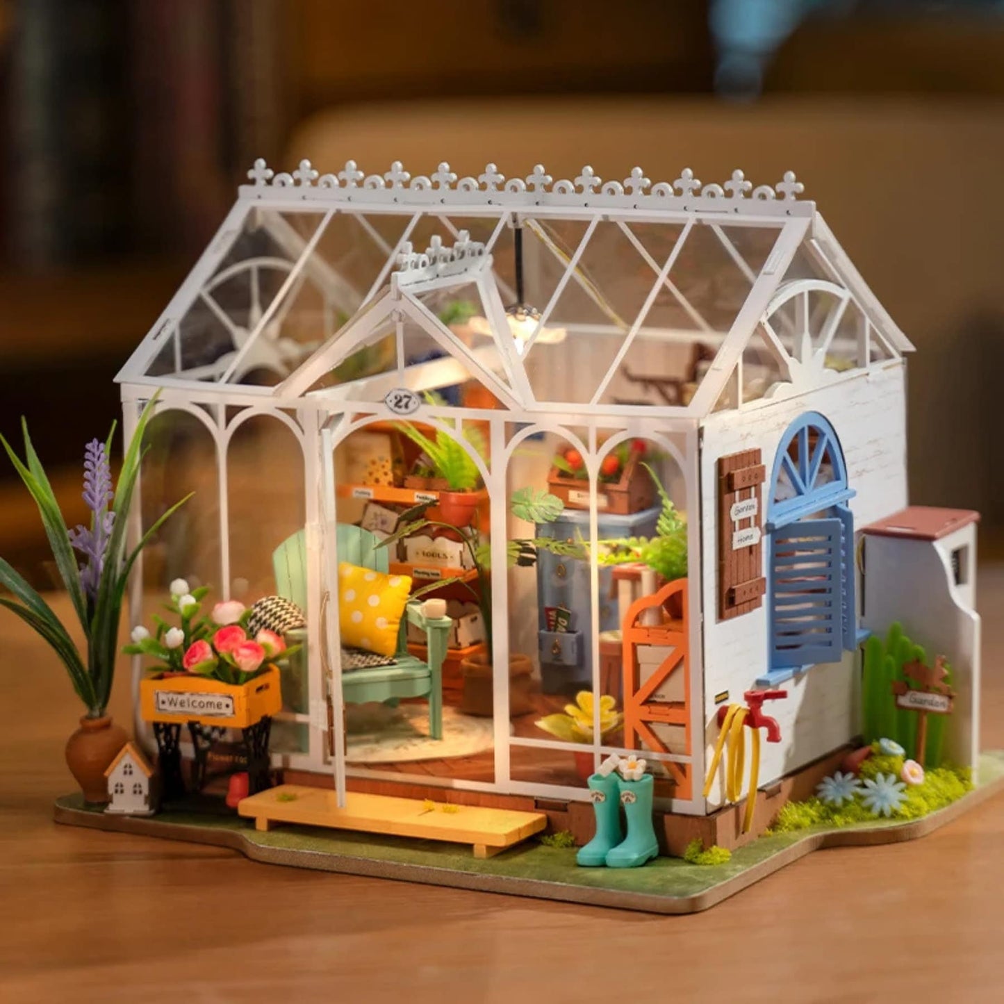 Wooden Garden House | Dollhouse decoration | Tiny furniture | 3D DIY Wooden House Puzzle Miniature | Home Decor | Gift for teens & adults.