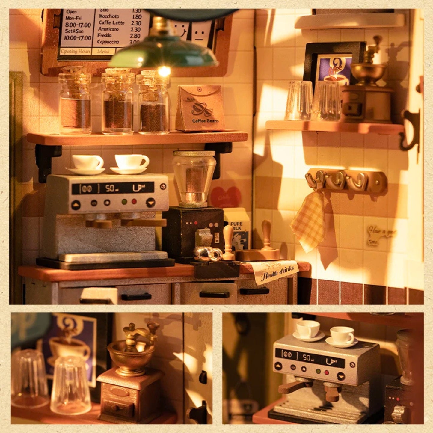 Tiny Coffee Shop – Décoration maison de poupée – Puzzle miniature 3D DIY charmant café en bois – Décoration intérieure – Cadeau pour ados et adultes – Cadeau de Noël