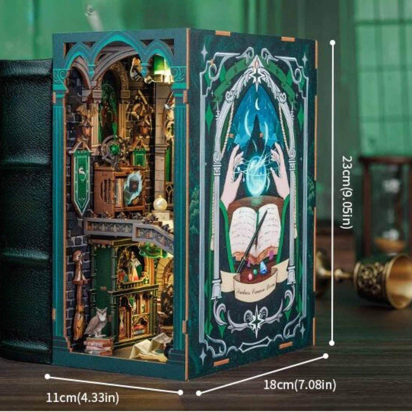 Darkness Room book nook – Décoration d’étagère magique – Puzzle miniature en bois 3D à assembler soi-même – Cadeau parfait de serre-livres pour Noël