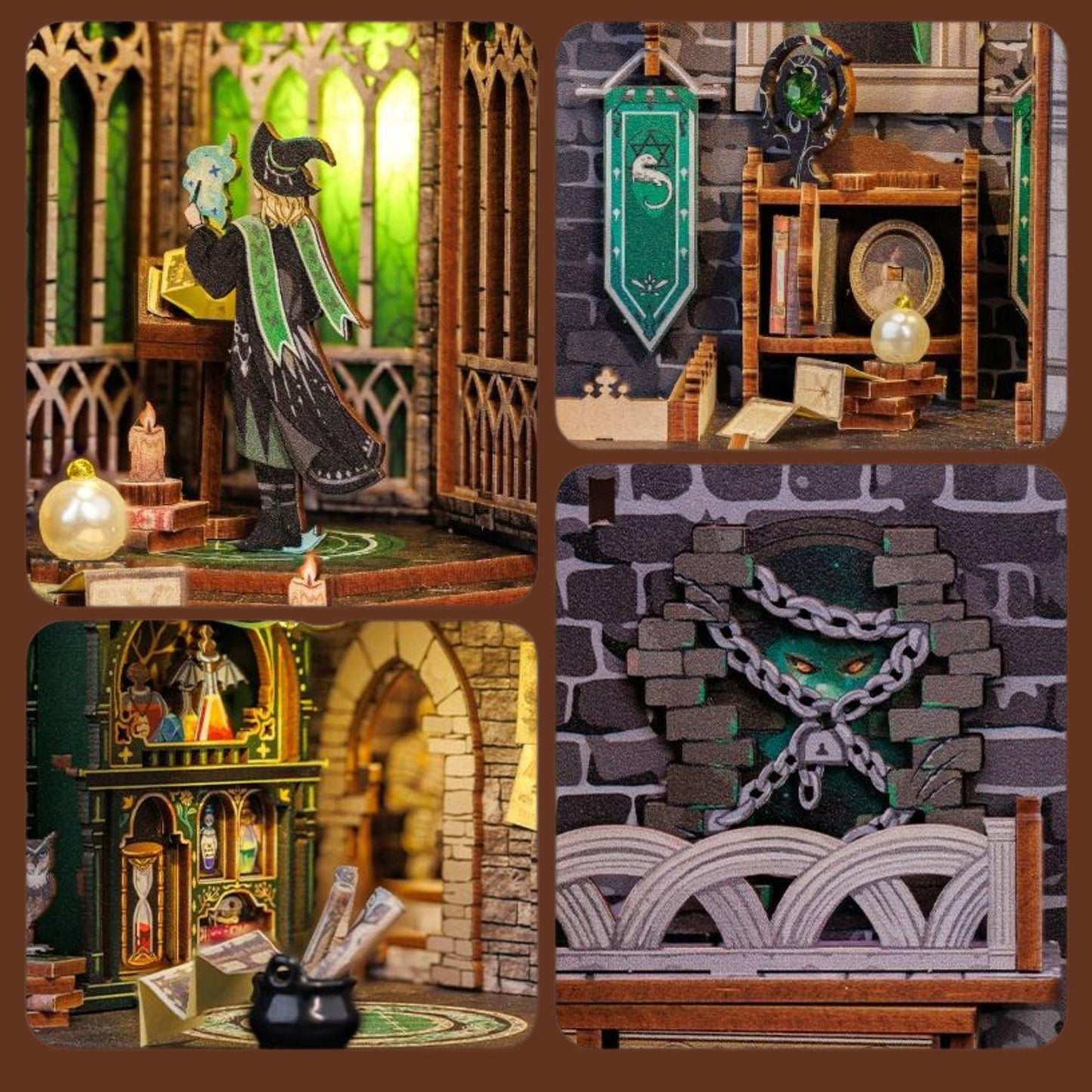 Darkness Room book nook – Décoration d’étagère magique – Puzzle miniature en bois 3D à assembler soi-même – Cadeau parfait de serre-livres pour Noël