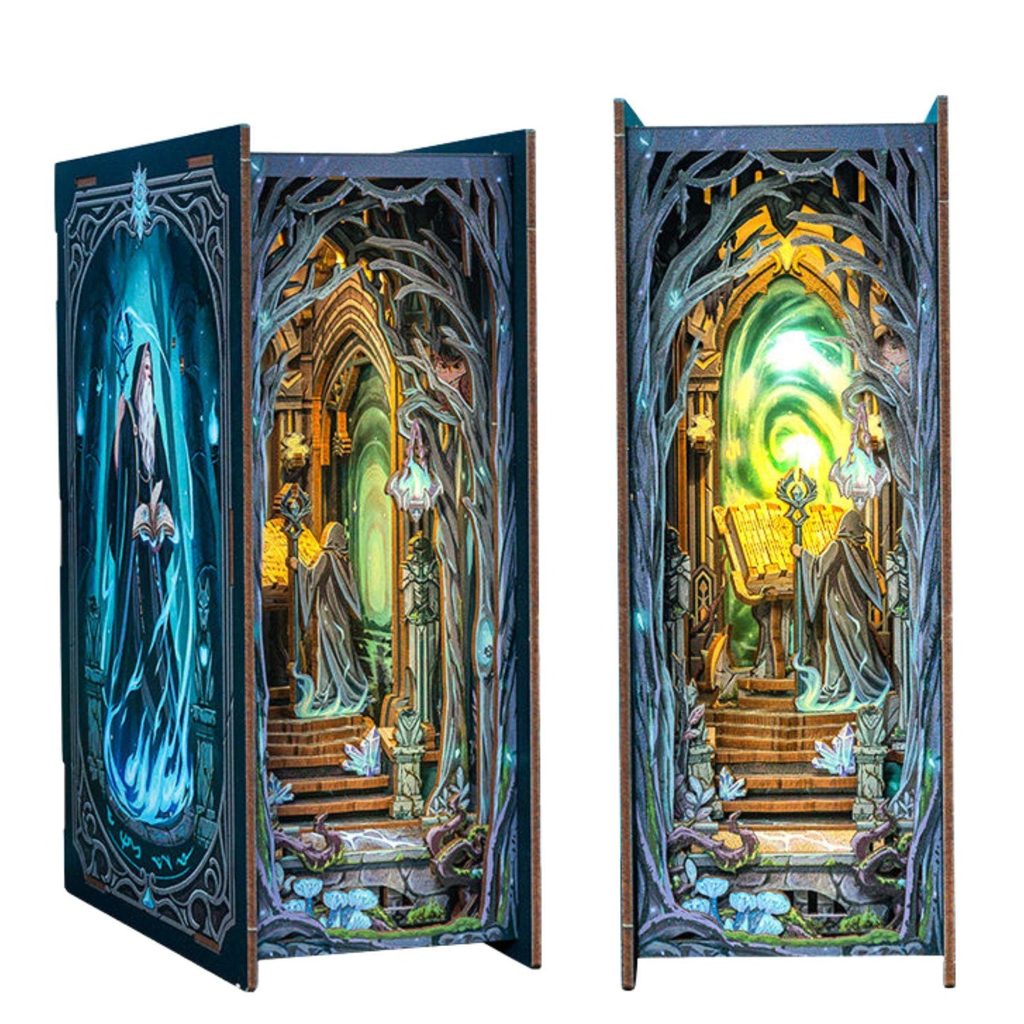 The Wonderland Gate book nook – Décoration d’étagère magique et mystérieuse – Miniature en bois DIY – Cadeau parfait pour Halloween ou Noël