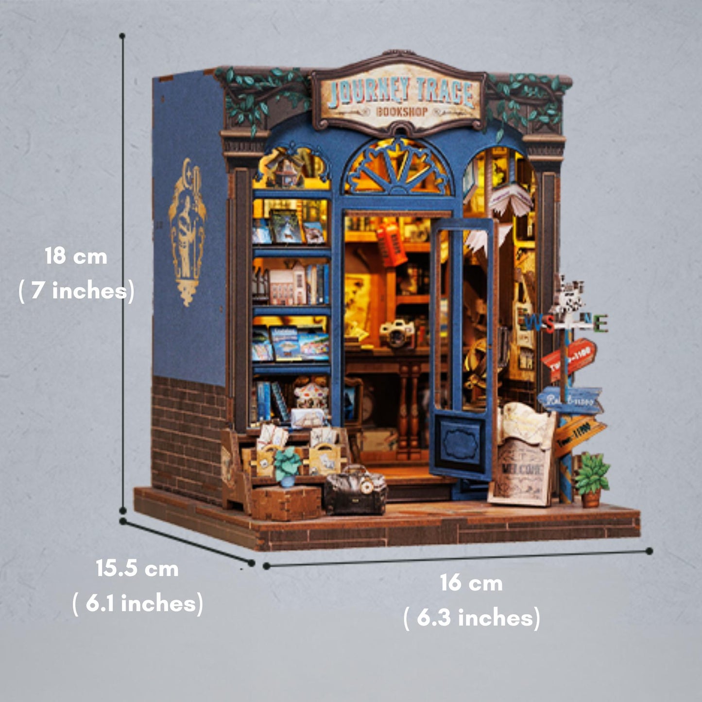 Le voyageur Book nook | Mini librairie | Décoration d’étagère | Serre-livres | Puzzle miniature en bois 3D à assembler soi-même | Cadeau parfait pour serre-livres