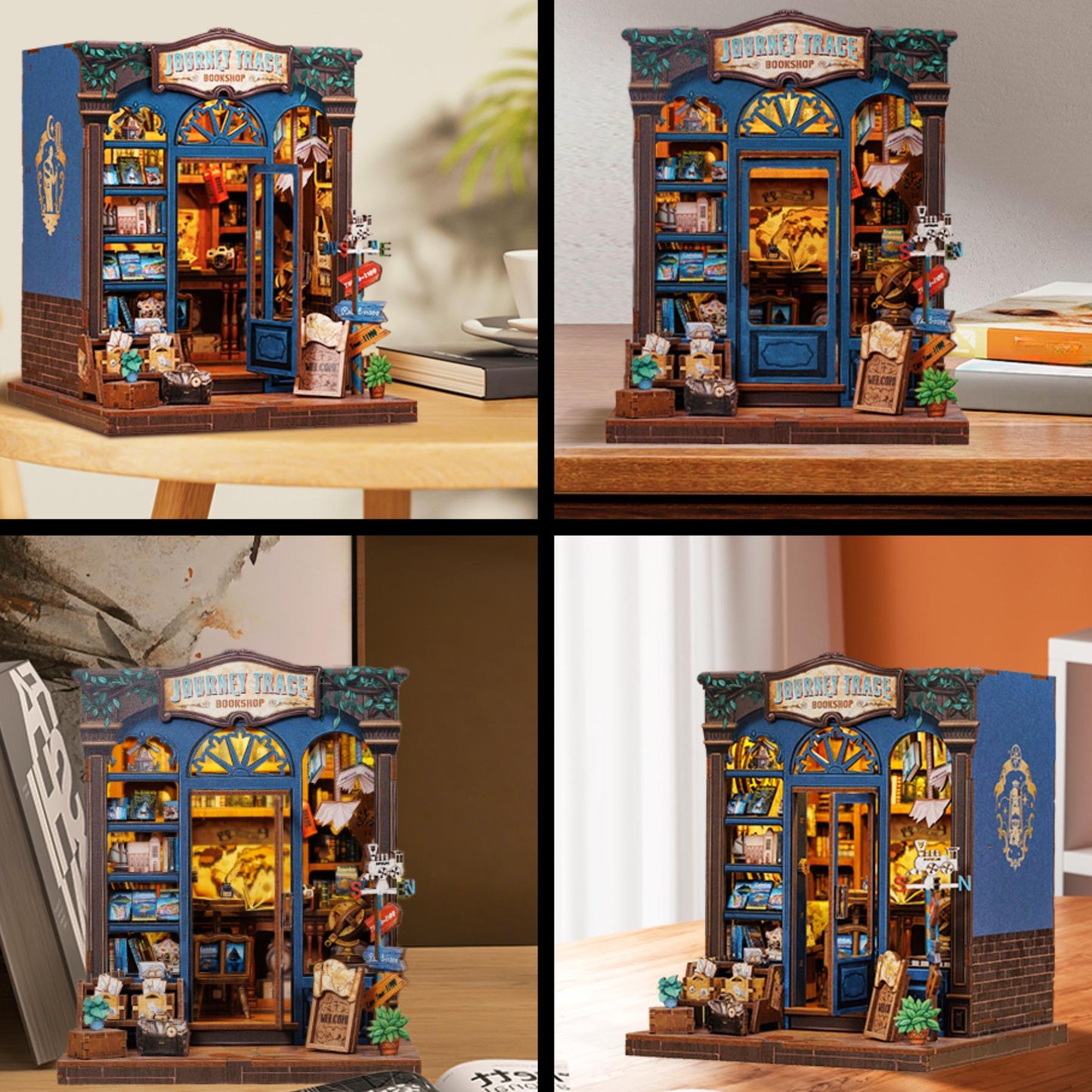 Le voyageur Book nook | Mini librairie | Décoration d’étagère | Serre-livres | Puzzle miniature en bois 3D à assembler soi-même | Cadeau parfait pour serre-livres