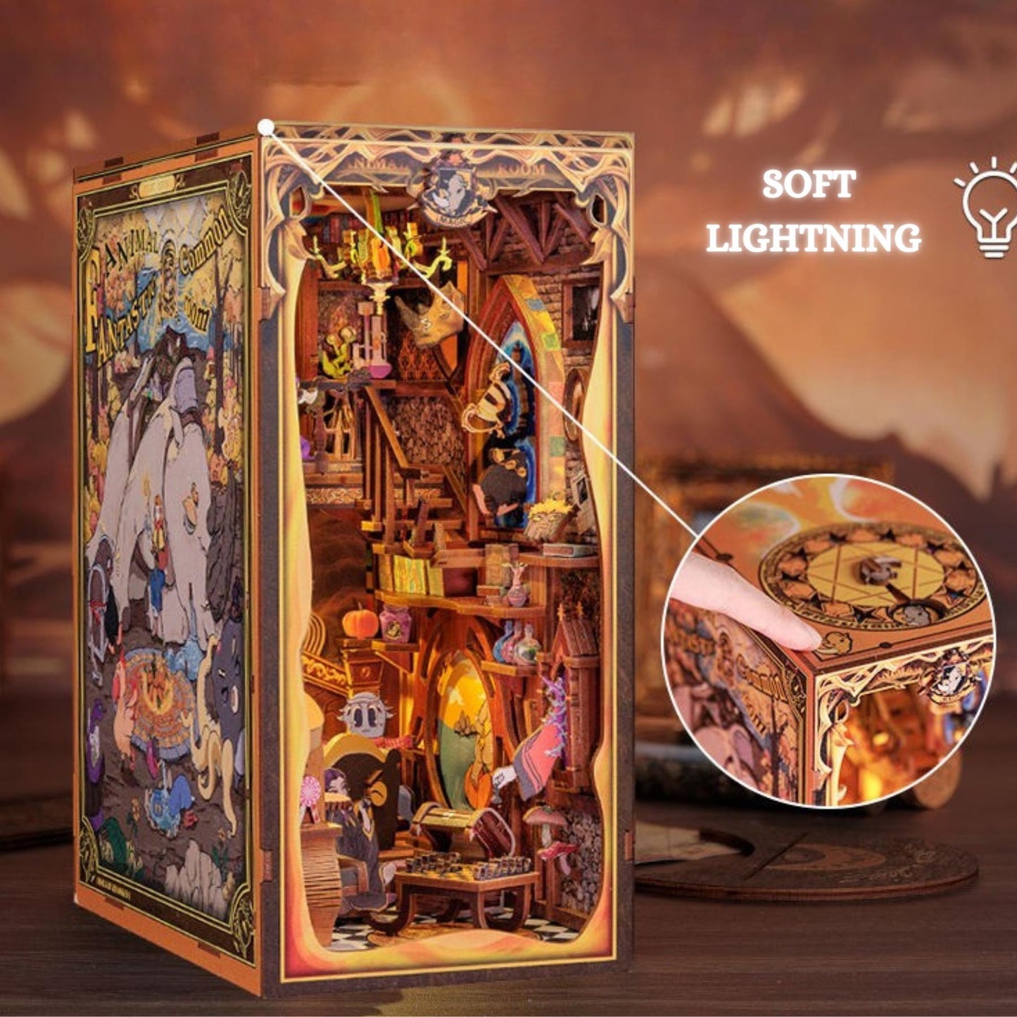 Mythical creatures Book nook | Chambre des créatures fantastiques Décoration d’étagère | Miniature en bois DIY | Serre-livres fantastiques | Cadeau parfait