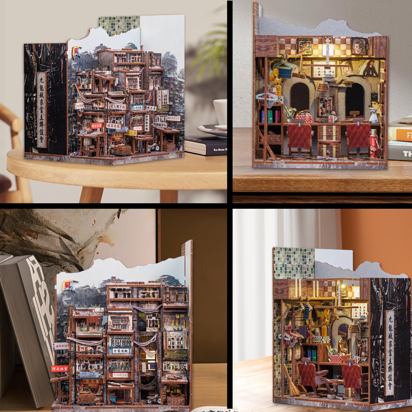 Dusk of Legends Book nook | Magnifique crépuscule des guerriers Décoration d’étagère | Miniature en bois DIY | Serre-livres | Cadeau parfait