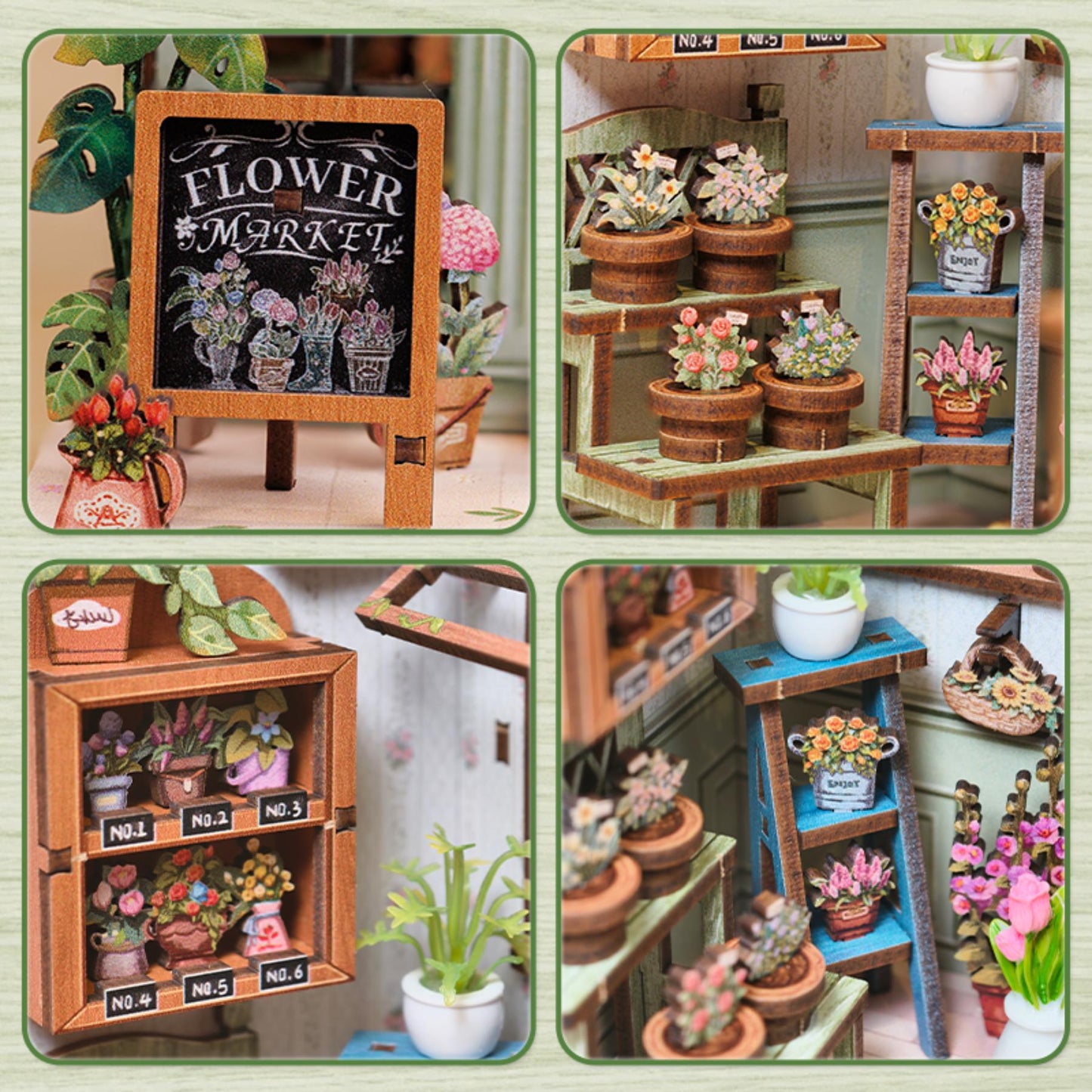The Parisian Florist Book Nook | Boutique de Fleurs des Champs-Élysées | Décoration de Bibliothèque | Serre-livres | Miniature Puzzle en Bois 3D DIY | Pour Amoureux des Livres
