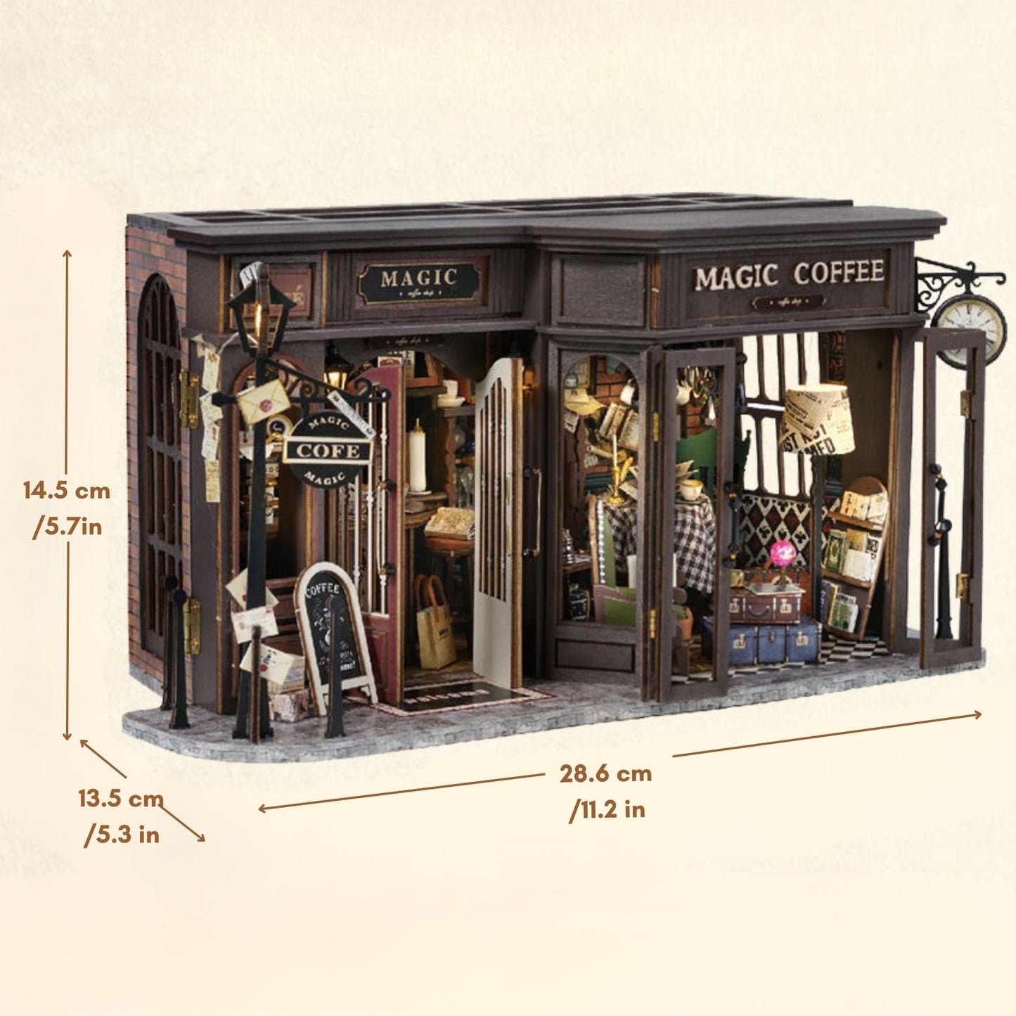Vintage Coffee Shop Book Nook: 3D DIY Wooden Puzzle Miniature