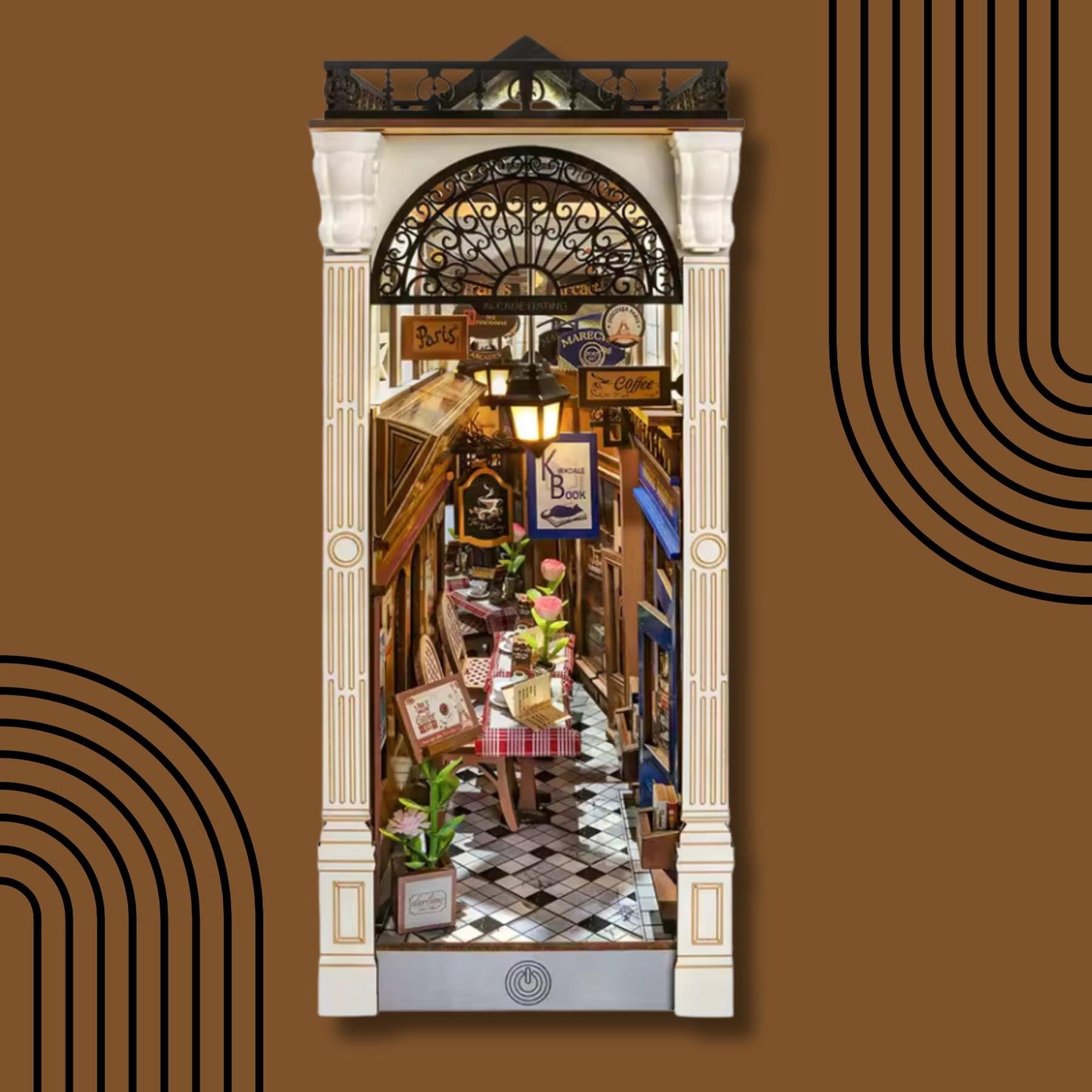 Retro Love Lane Book nook | Arcade Dating Book end | Décoration pour bibliothèque | Miniature en bois DIY | Cadeau parfait