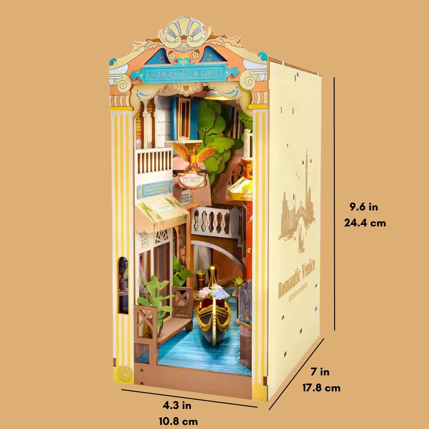 Book nook à thème italien | Book ends Romantique Venise | Décoration de bibliothèque | Miniature en bois DIY | Cadeau parfait