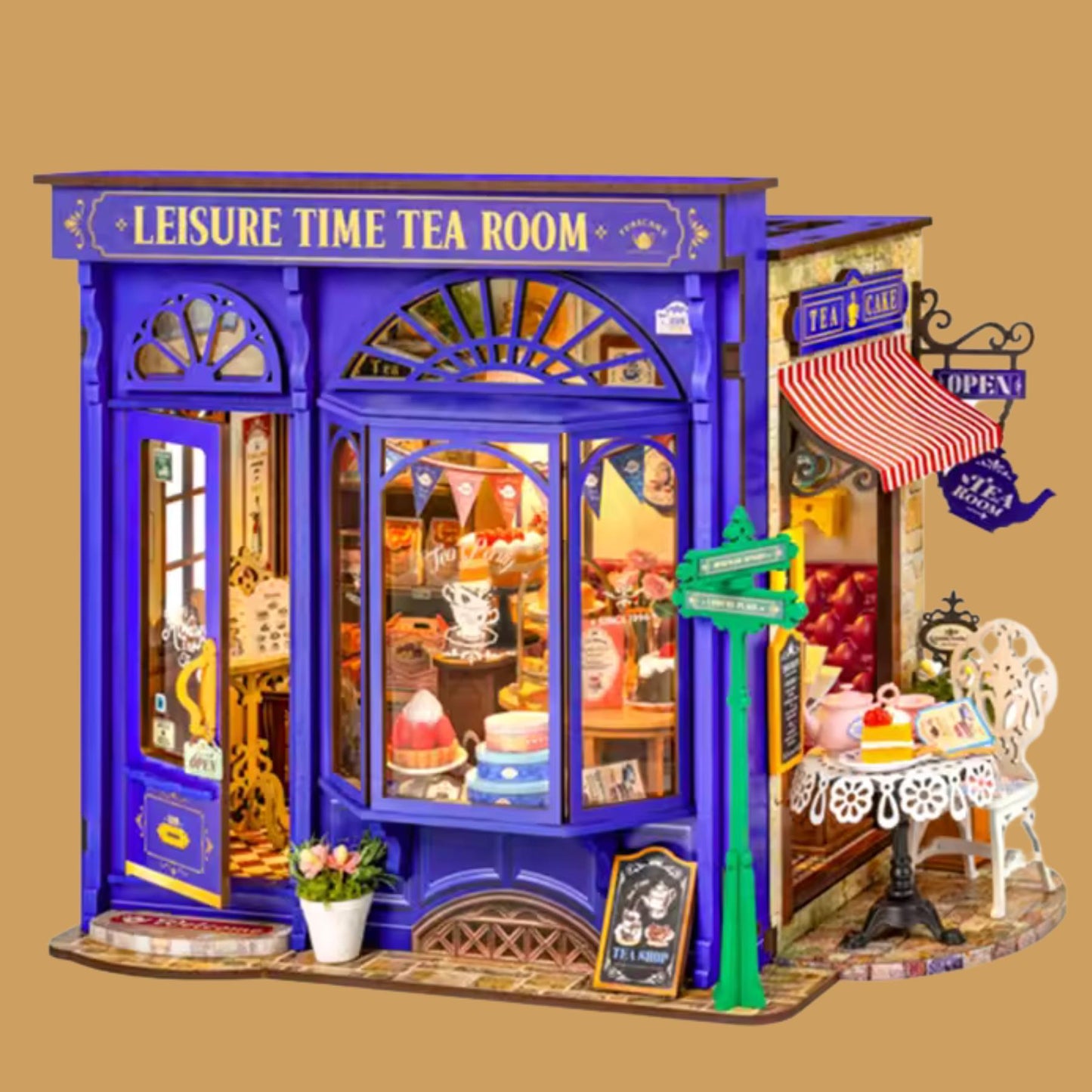 Tea Time Book nook | Coin thé détente | Décoration pour étagère | Miniature en bois DIY | Cadeau parfait